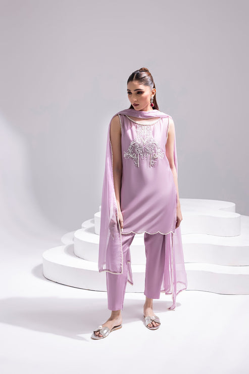 Amani | Aira Festive Wear | ZEEN Hand Embellished Short Shirt with Slim Fit Shalwar & Chiffon Dupatta - by Libasekhas UK - Registered Vendor of : Amani - 100% Original Designer Dress