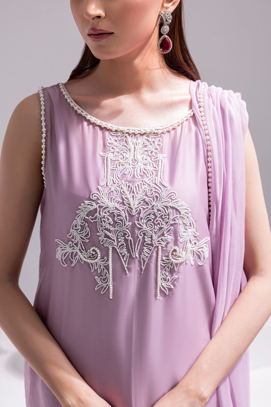 Amani | Aira Festive Wear | ZEEN Hand Embellished Short Shirt with Slim Fit Shalwar & Chiffon Dupatta - by Libasekhas UK - Registered Vendor of : Amani - 100% Original Designer Dress
