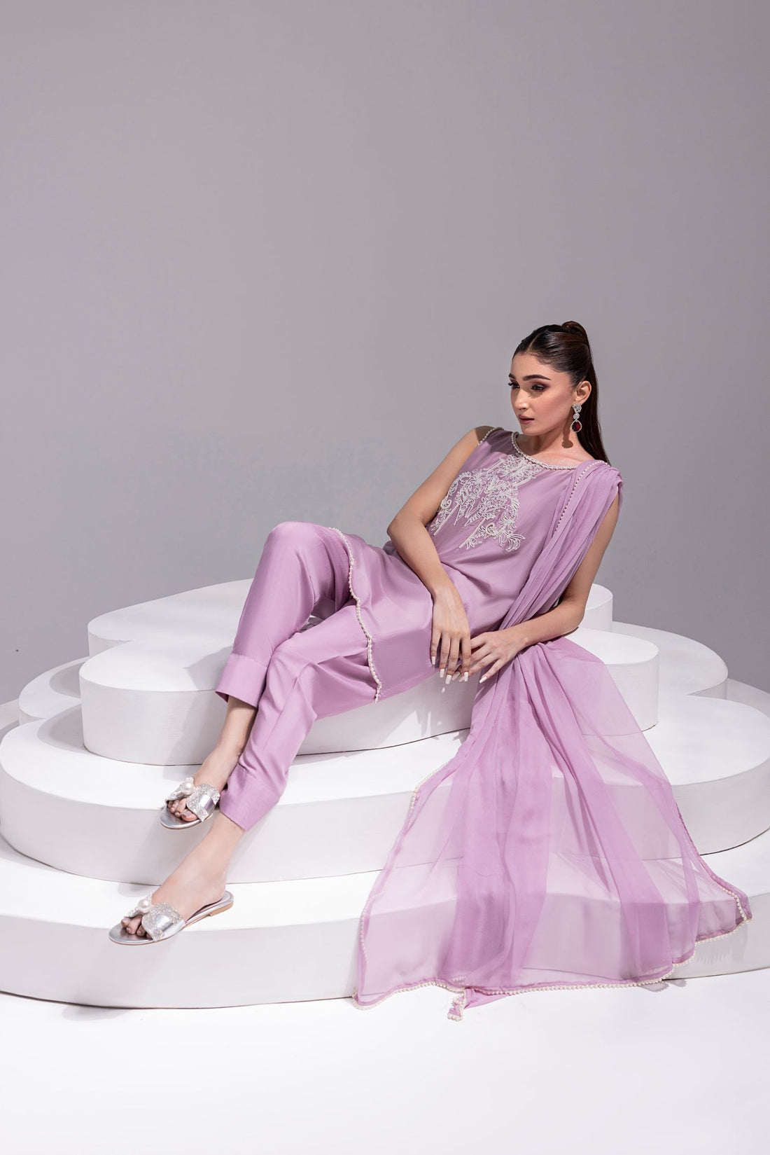 Amani | Aira Festive Wear | ZEEN Hand Embellished Short Shirt with Slim Fit Shalwar & Chiffon Dupatta - by Libasekhas UK - Registered Vendor of : Amani - 100% Original Designer Dress