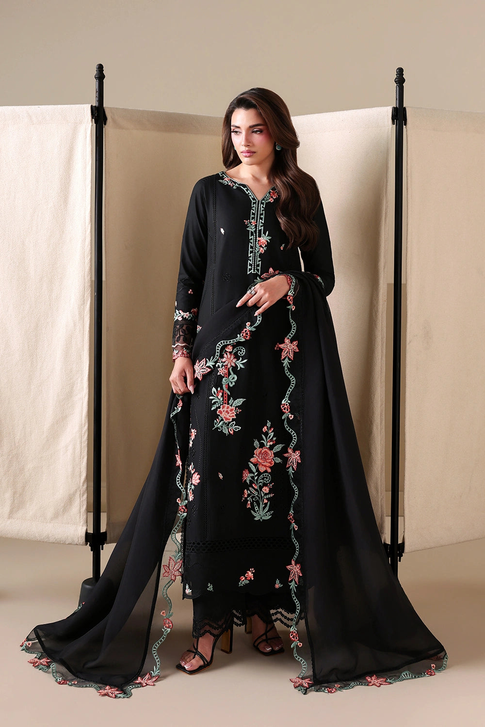 Azure | Luxury Lawn 26 | Black Peony - by Libasekhas UK - Registered Vendor of : Azure - 100% Original Designer Dress