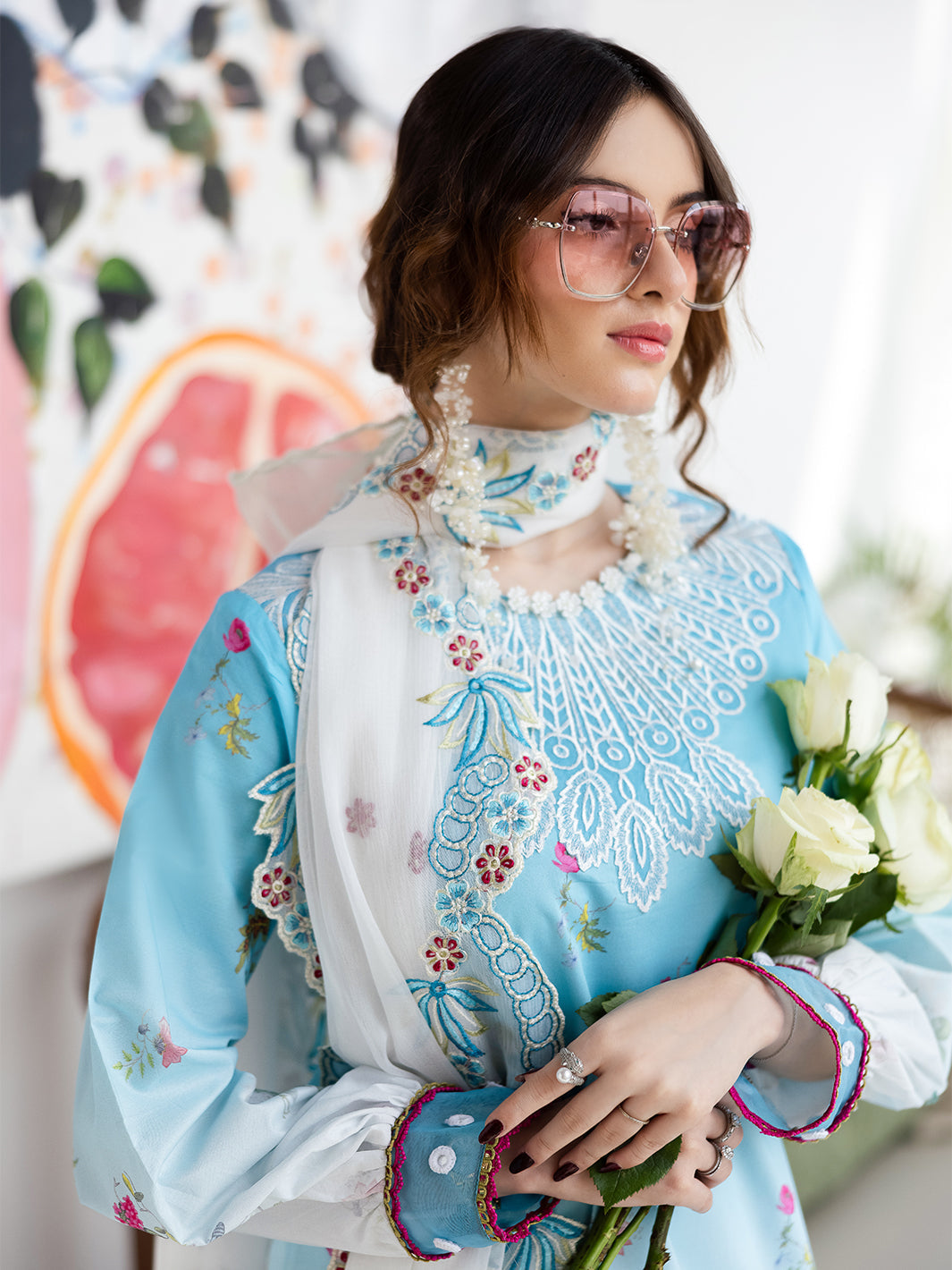 Mahnur | After Hours Luxury Lawn 25 | Pastel Pop - by - Libasekhas UK - Registered Vendor of : Mahnur - 100% Original Designer Dresss