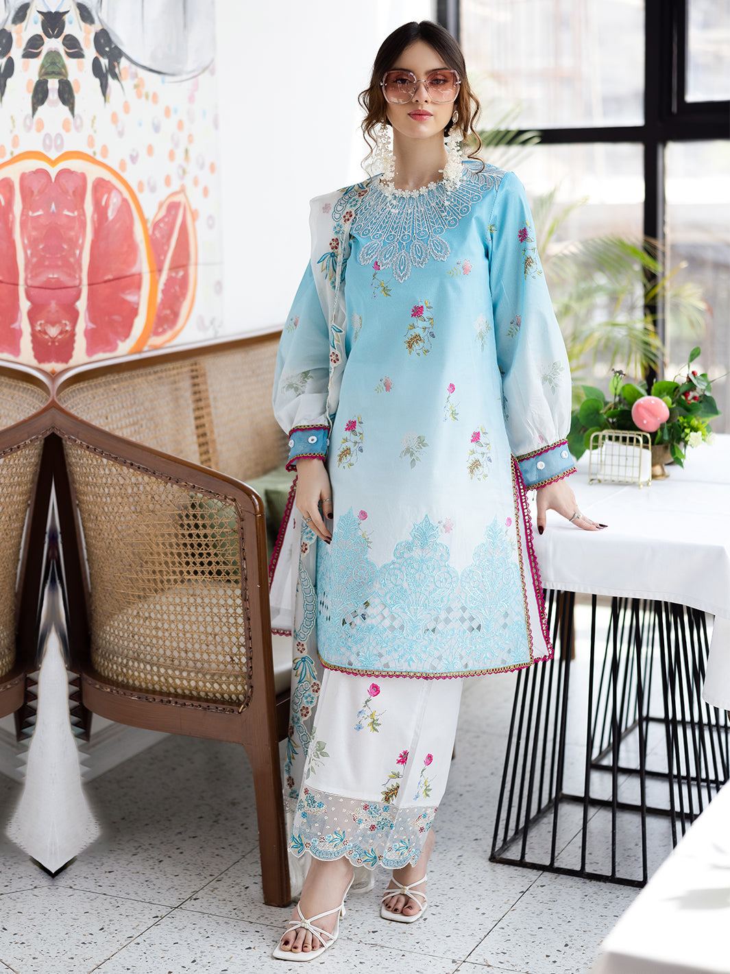 Mahnur | After Hours Luxury Lawn 25 | Pastel Pop - by - Libasekhas UK - Registered Vendor of : Mahnur - 100% Original Designer Dresss