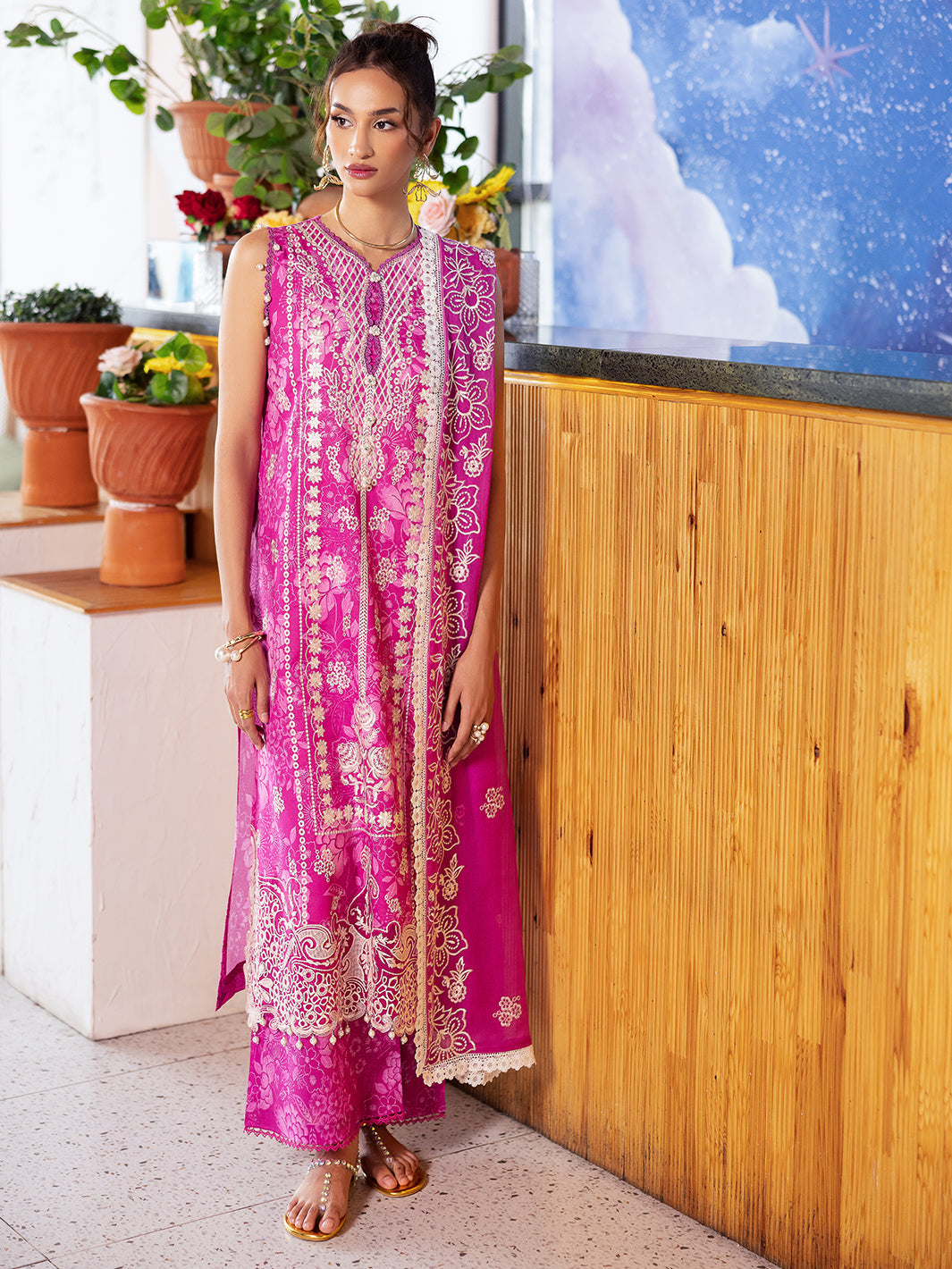 Mahnur | After Hours Luxury Lawn 25 | Peach Bellini - by - Libasekhas UK - Registered Vendor of : Mahnur - 100% Original Designer Dresss