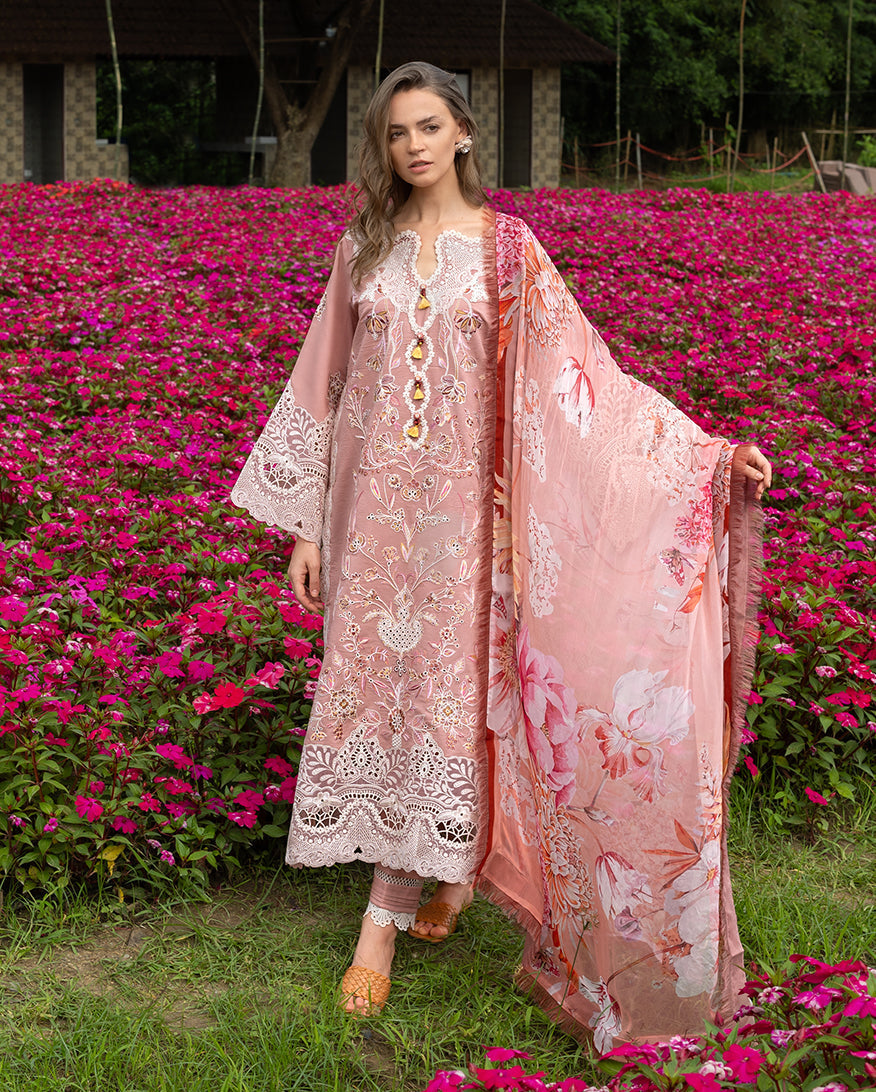 Mushq | The Secret Garden Lawn | Peach Blossom - by Libasekhas UK - Registered Vendor of : Mushq - 100% Original Designer Dress