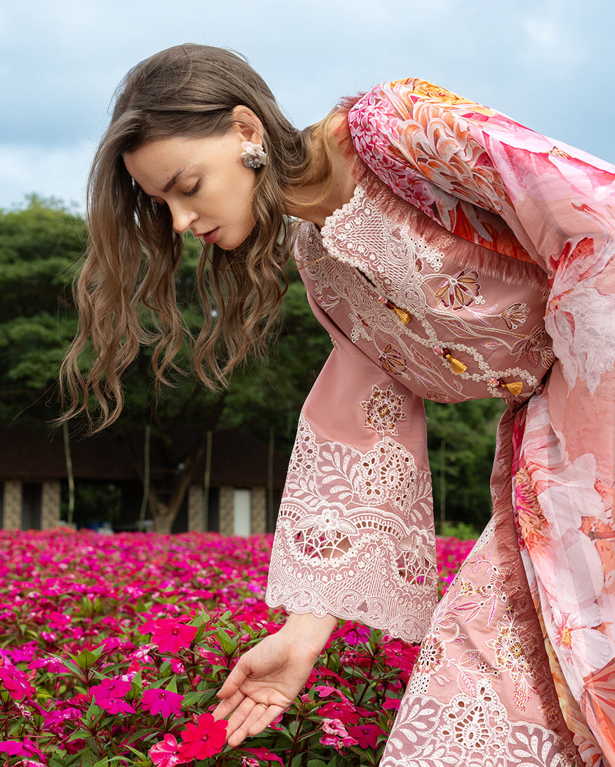 Mushq | The Secret Garden Lawn | Peach Blossom - by Libasekhas UK - Registered Vendor of : Mushq - 100% Original Designer Dress