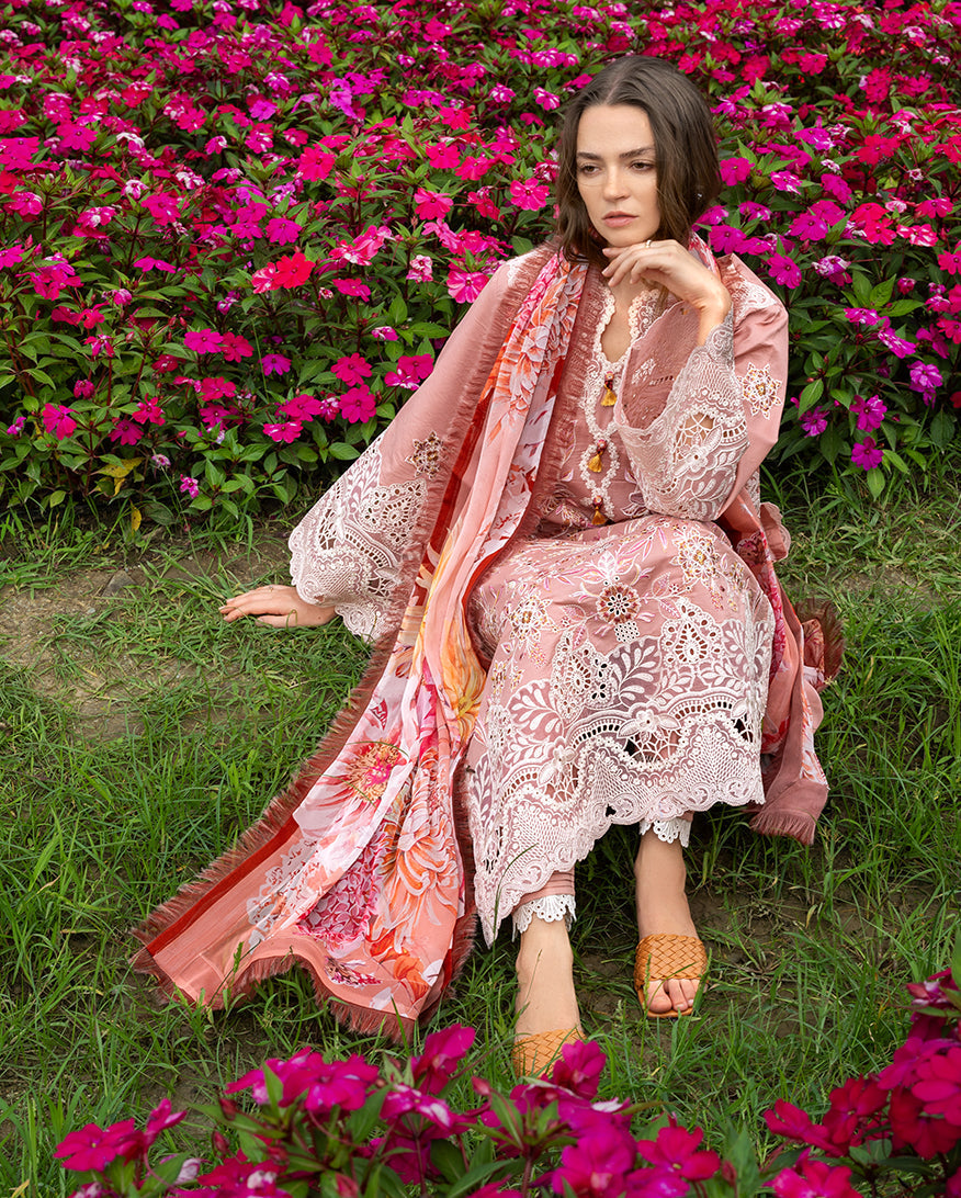 Mushq | The Secret Garden Lawn | Peach Blossom - by Libasekhas UK - Registered Vendor of : Mushq - 100% Original Designer Dress