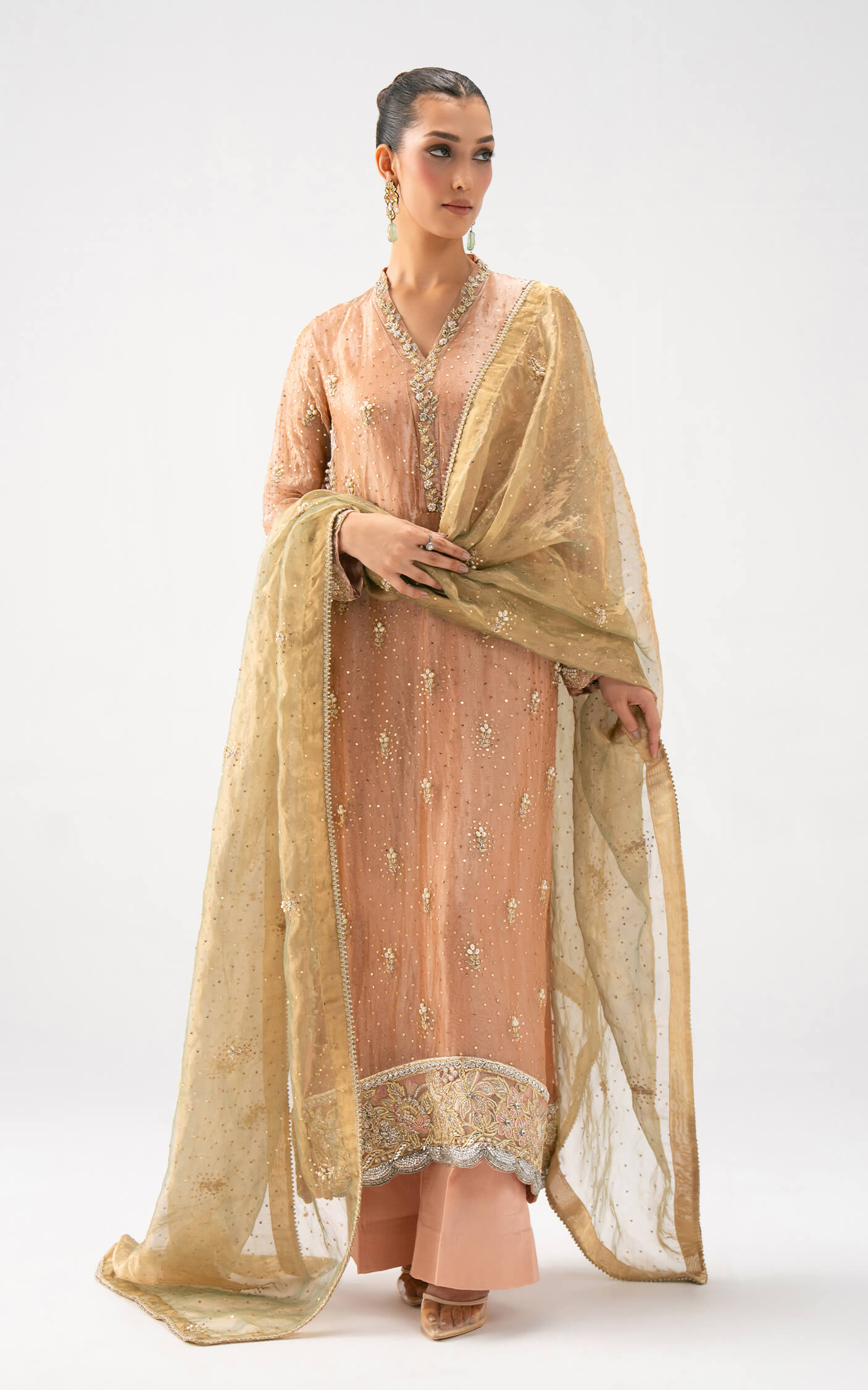 Asifa and Nabeel | Lyle Luxury Formals 25 | Peach Aura - by Libasekhas UK - Registered Vendor of : Asifa and Nabeel - 100% Original Designer Dress