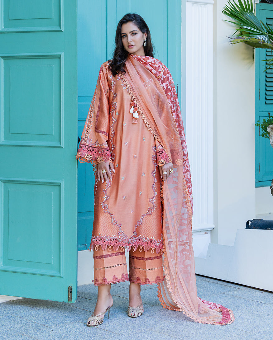 Mushq | Euphoria Pret | Peach Reverie - by Libasekhas UK - Registered Vendor of : Mushq - 100% Original Designer Dress