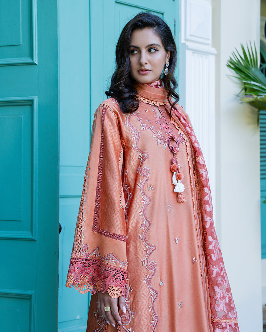 Mushq | Euphoria Pret | Peach Reverie - by Libasekhas UK - Registered Vendor of : Mushq - 100% Original Designer Dress
