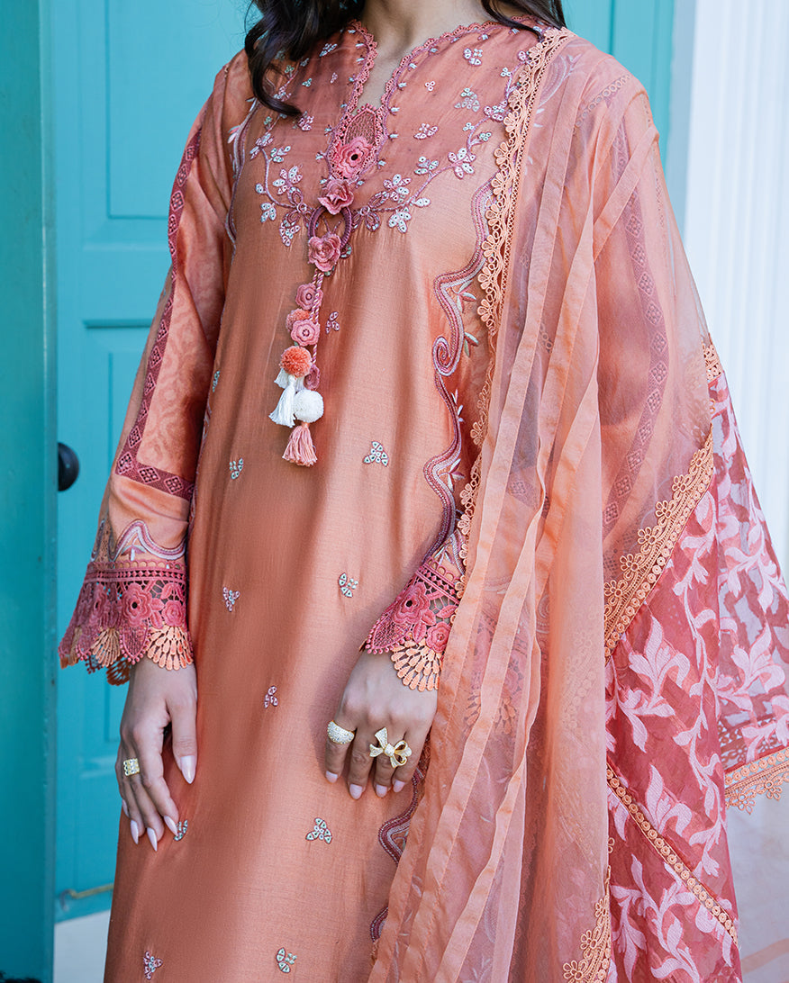 Mushq | Euphoria Pret | Peach Reverie - by Libasekhas UK - Registered Vendor of : Mushq - 100% Original Designer Dress