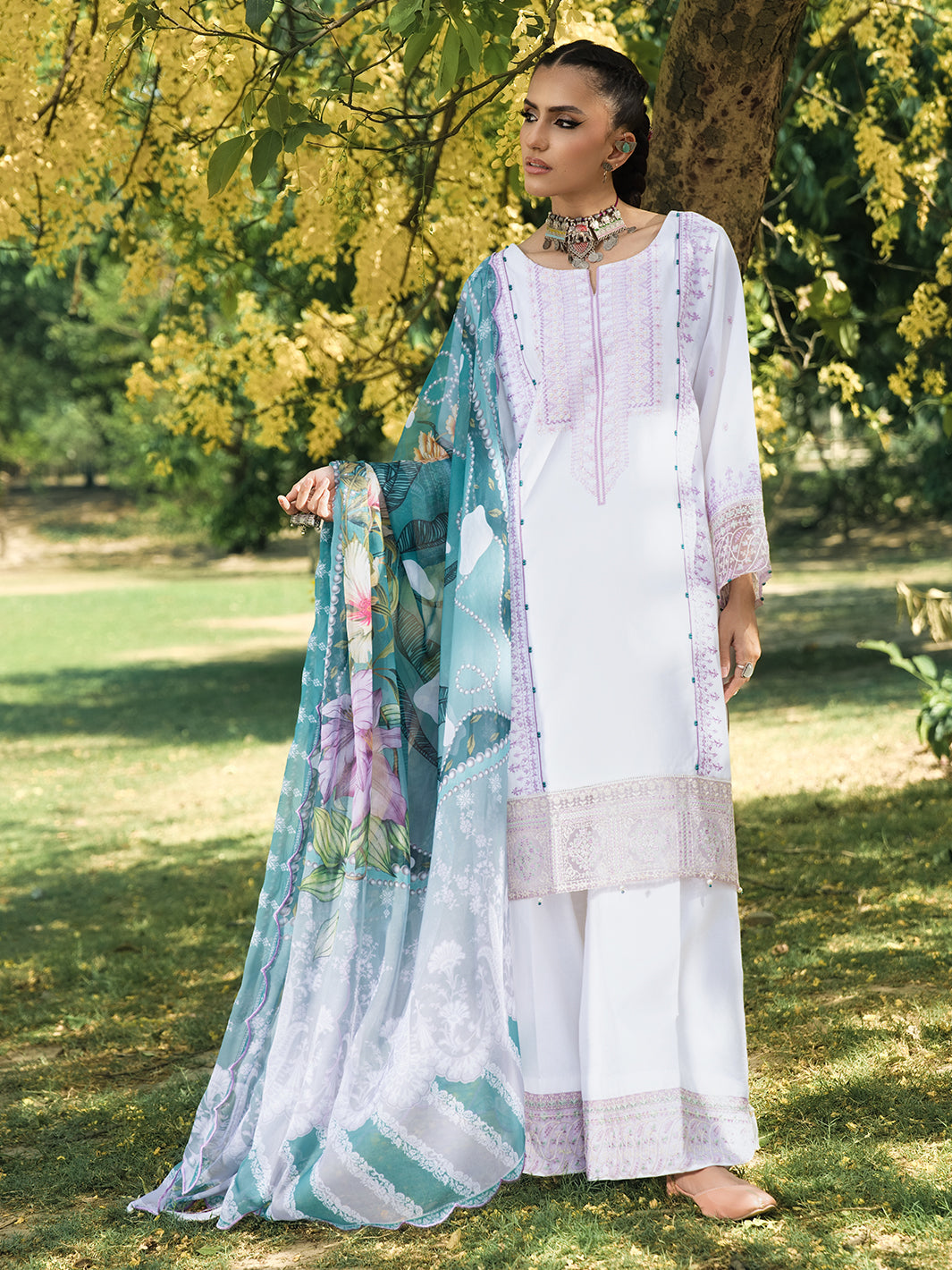 Hemstitch | The Garden Lawn | Pearl Petal - by Libasekhas UK - Registered Vendor of : Hemstitch - 100% Original Designer Dress