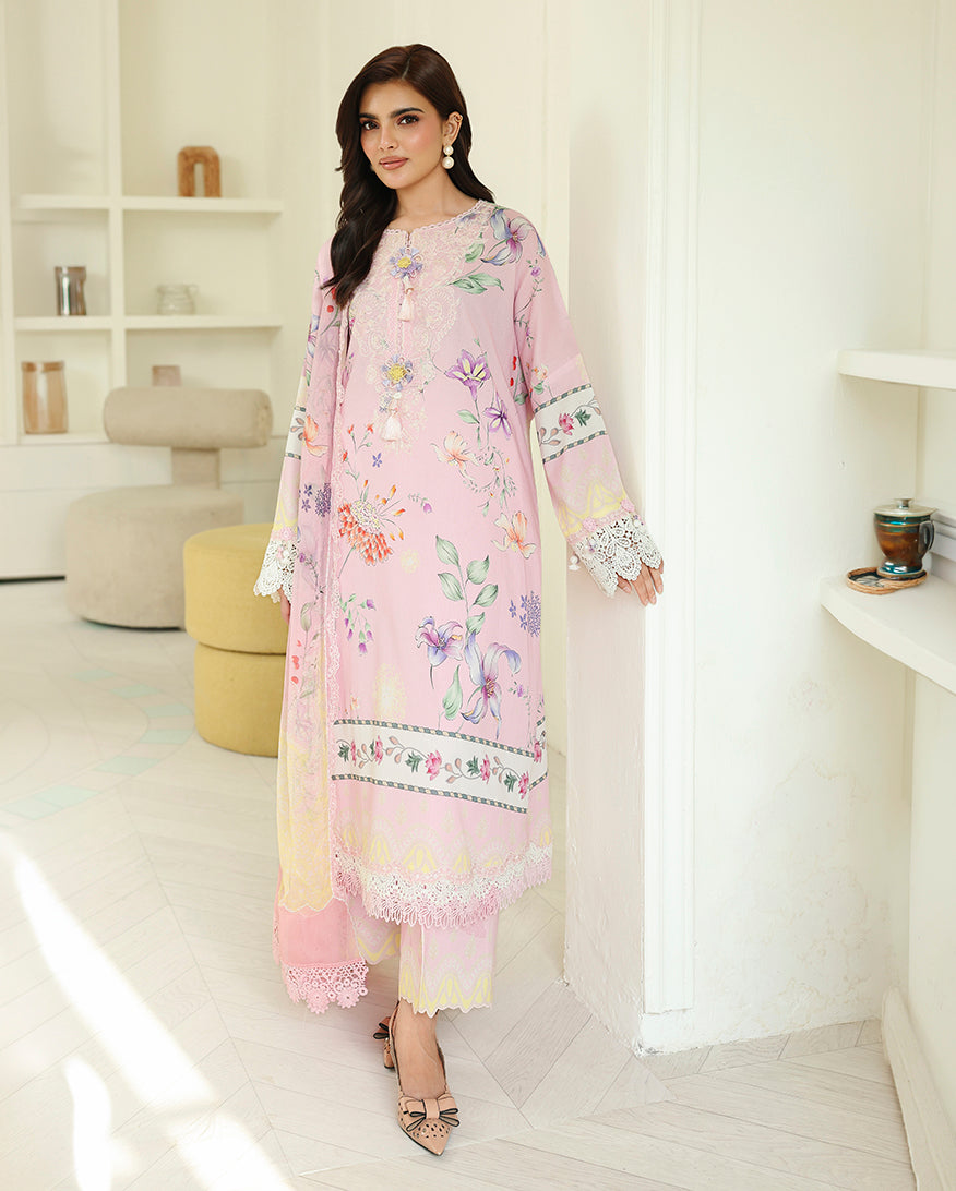 Roheenaz | Petals in Print | Pink Veil - by Libasekhas UK - Registered Vendor of : Roheenaz - 100% Original Designer Dress
