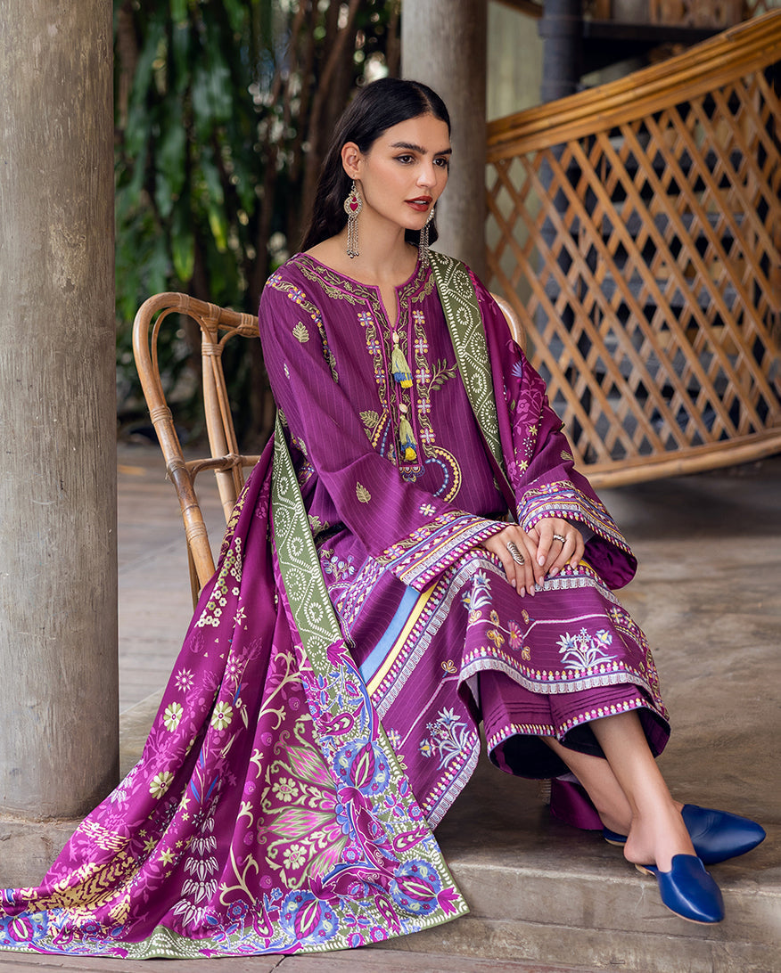 Mushq | Hemline Karandi | Plum Swirl - by Libasekhas UK - Registered Vendor of : Mushq - 100% Original Designer Dress