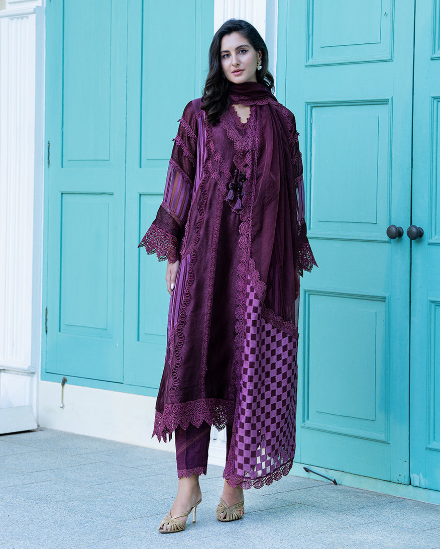 Mushq | Euphoria Pret | Plum Mirage - by Libasekhas UK - Registered Vendor of : Mushq - 100% Original Designer Dress