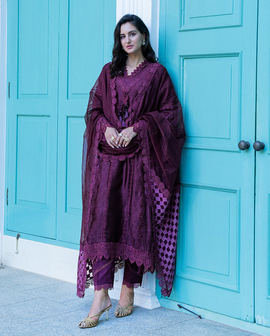 Mushq | Euphoria Pret | Plum Mirage - by Libasekhas UK - Registered Vendor of : Mushq - 100% Original Designer Dress