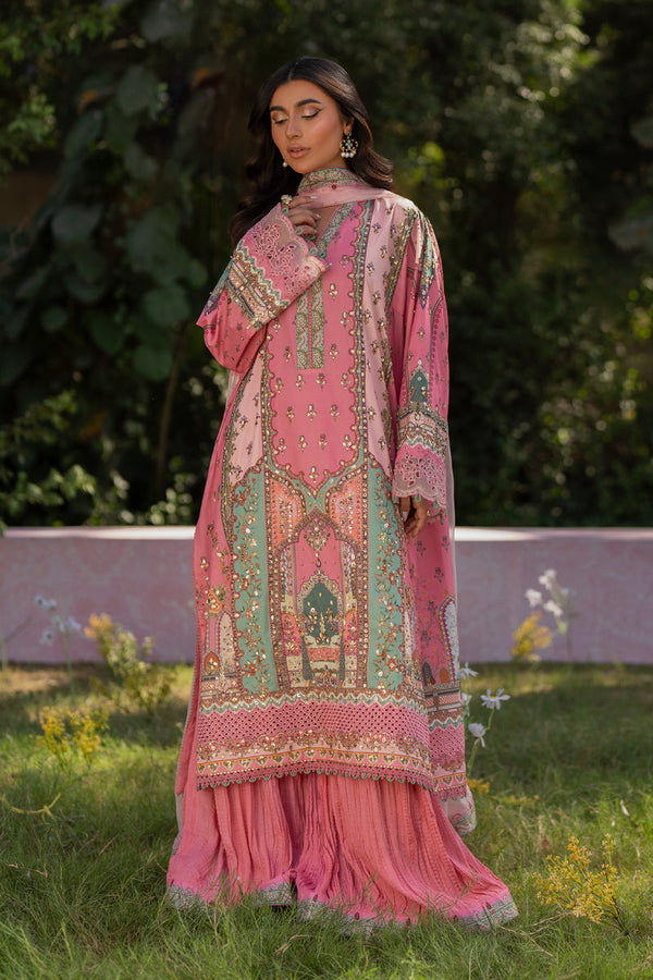 Qalamkar | Luxe Silk |   UA-07 TESSA - by - Libasekhas UK - Registered Vendor of : Qalamkar - 100% Original Designer Dresss