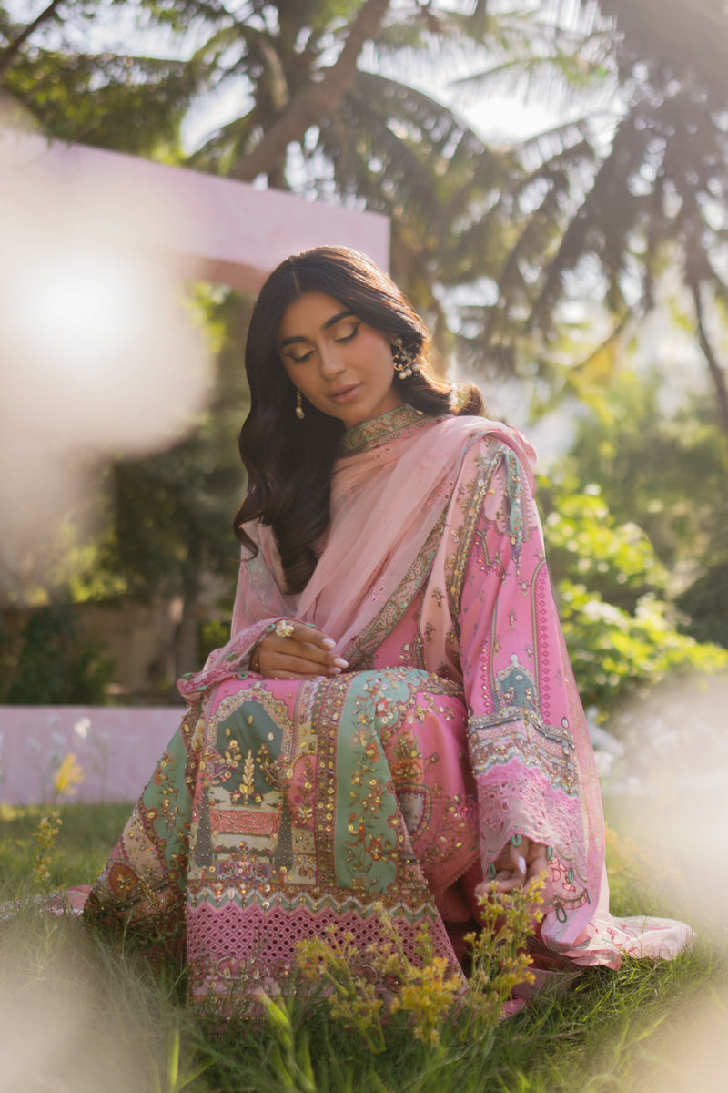 Qalamkar | Luxe Silk |   UA-07 TESSA - by - Libasekhas UK - Registered Vendor of : Qalamkar - 100% Original Designer Dresss