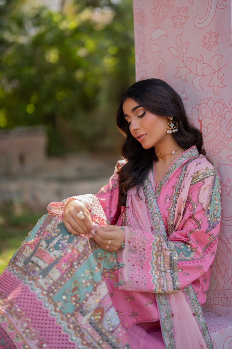 Qalamkar | Luxe Silk |   UA-07 TESSA - by - Libasekhas UK - Registered Vendor of : Qalamkar - 100% Original Designer Dresss