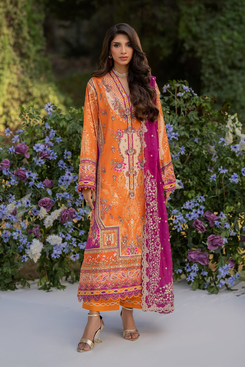 Qalamkar | Luxe Silk |  UA-03 ALMA - by - Libasekhas UK - Registered Vendor of : Qalamkar - 100% Original Designer Dresss