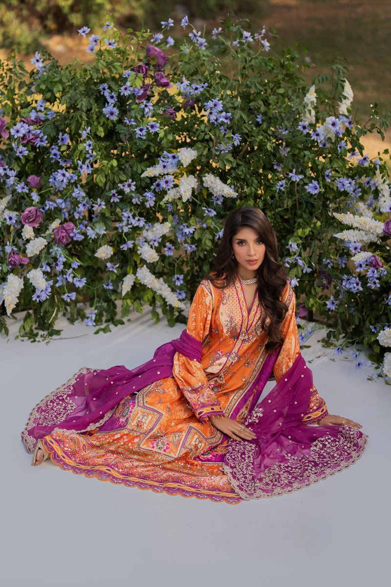 Qalamkar | Luxe Silk |  UA-03 ALMA - by - Libasekhas UK - Registered Vendor of : Qalamkar - 100% Original Designer Dresss
