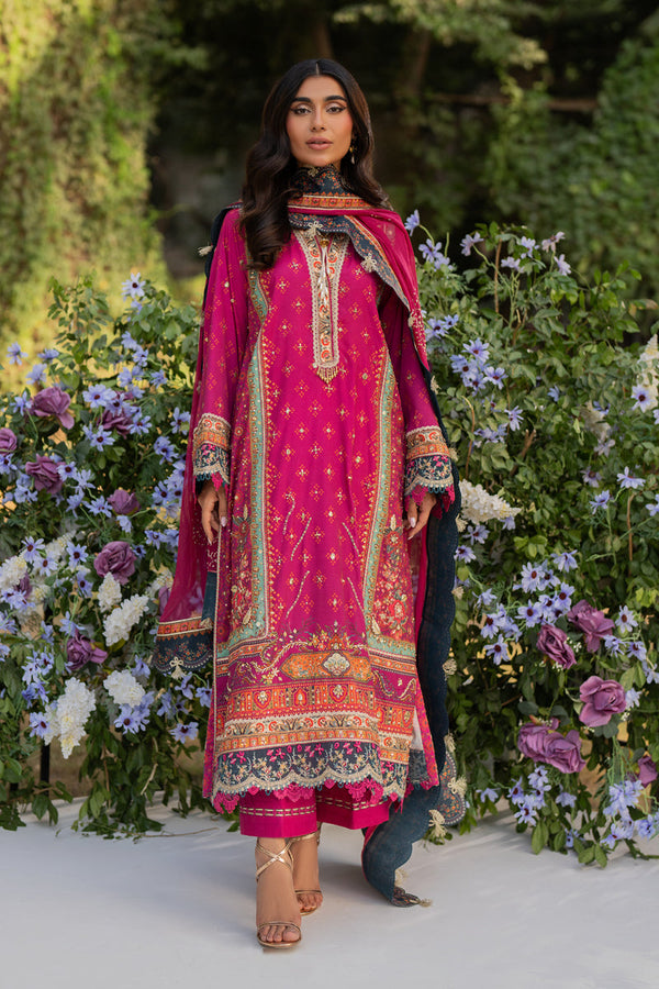 Qalamkar | Luxe Silk |  UA-01 ELIA - by - Libasekhas UK - Registered Vendor of : Qalamkar - 100% Original Designer Dresss