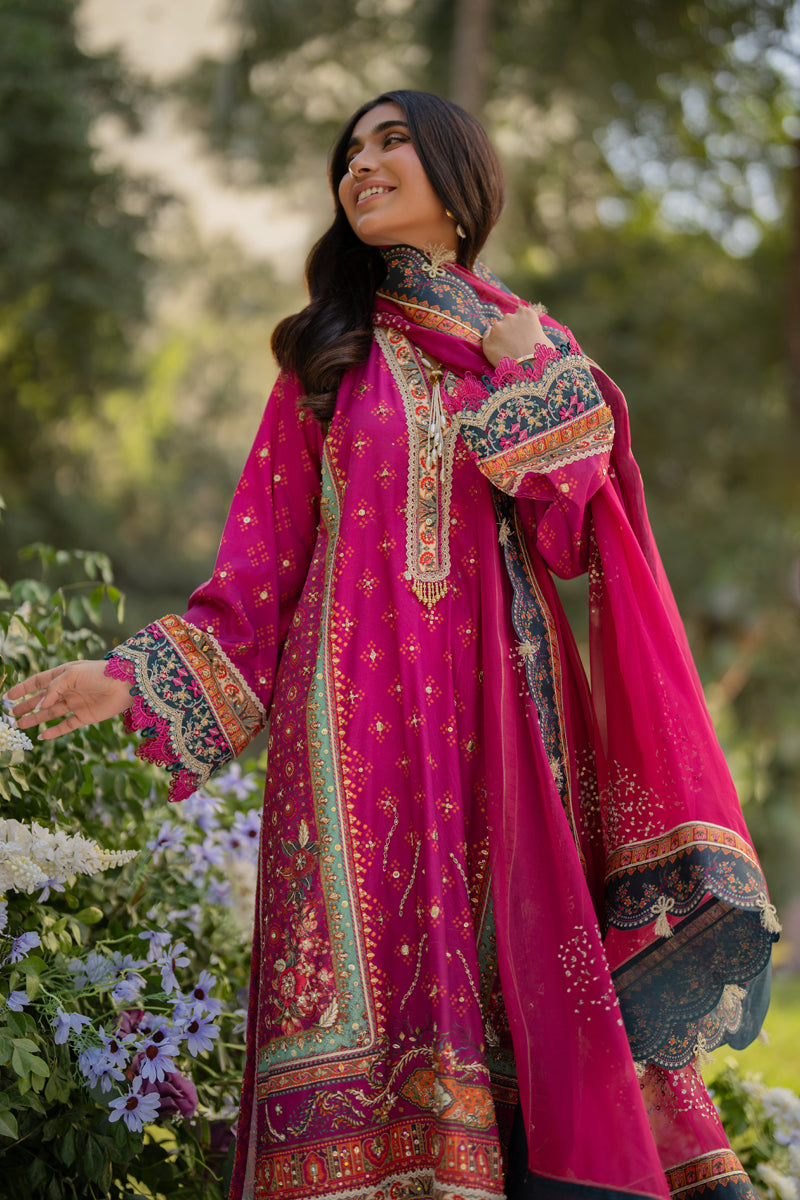 Qalamkar | Luxe Silk |  UA-01 ELIA - by - Libasekhas UK - Registered Vendor of : Qalamkar - 100% Original Designer Dresss