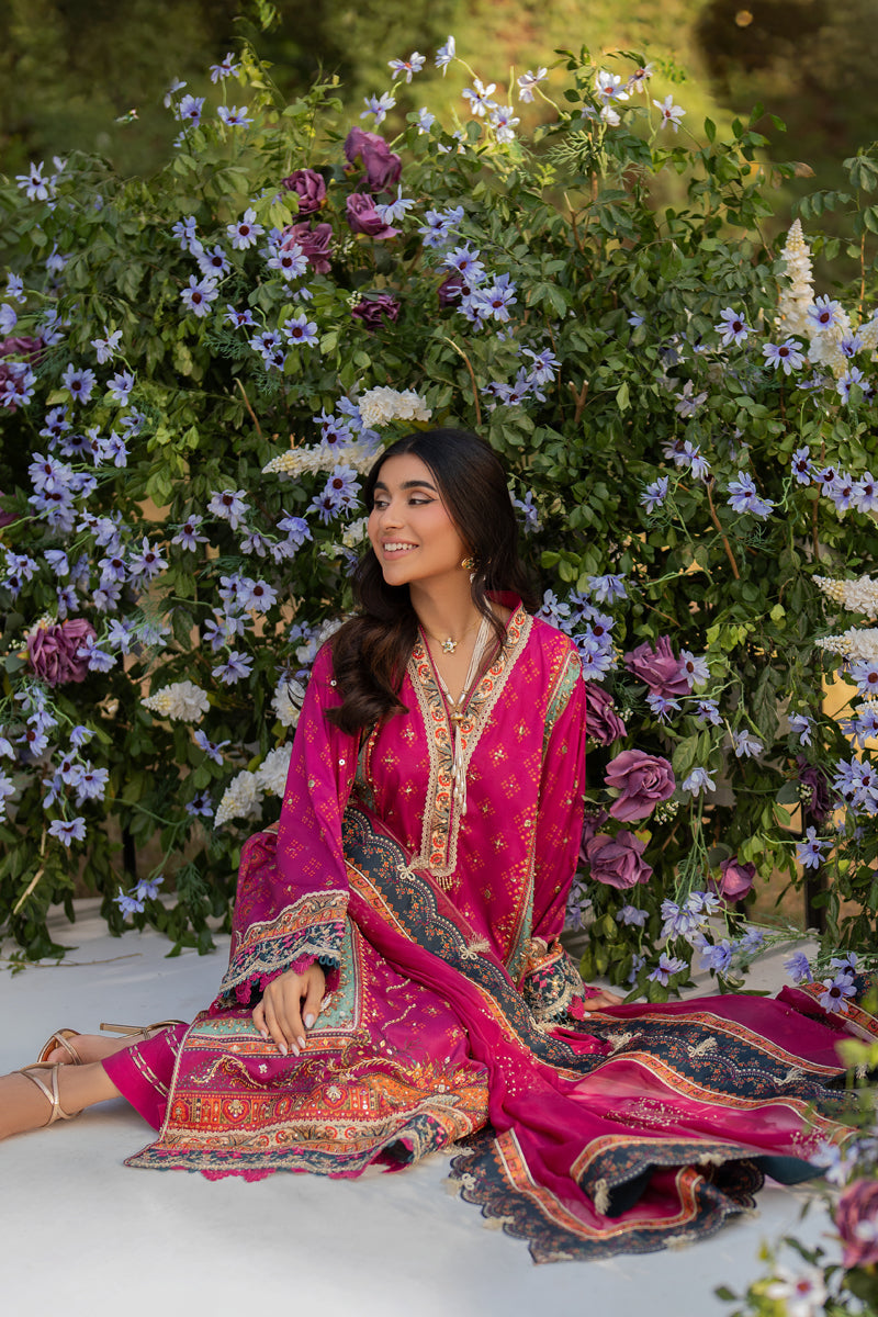 Qalamkar | Luxe Silk |  UA-01 ELIA - by - Libasekhas UK - Registered Vendor of : Qalamkar - 100% Original Designer Dresss