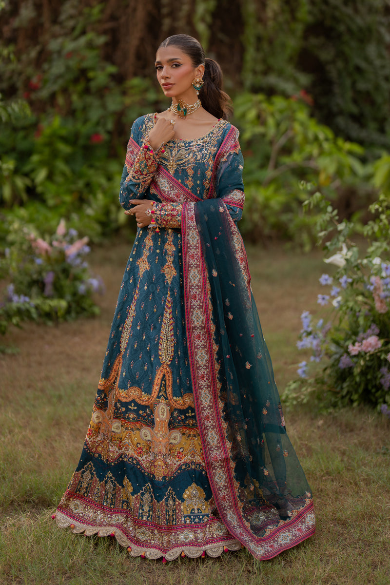 Qalamkar | Luxe Silk |  UA-09 TINA - by - Libasekhas UK - Registered Vendor of : Qalamkar - 100% Original Designer Dresss