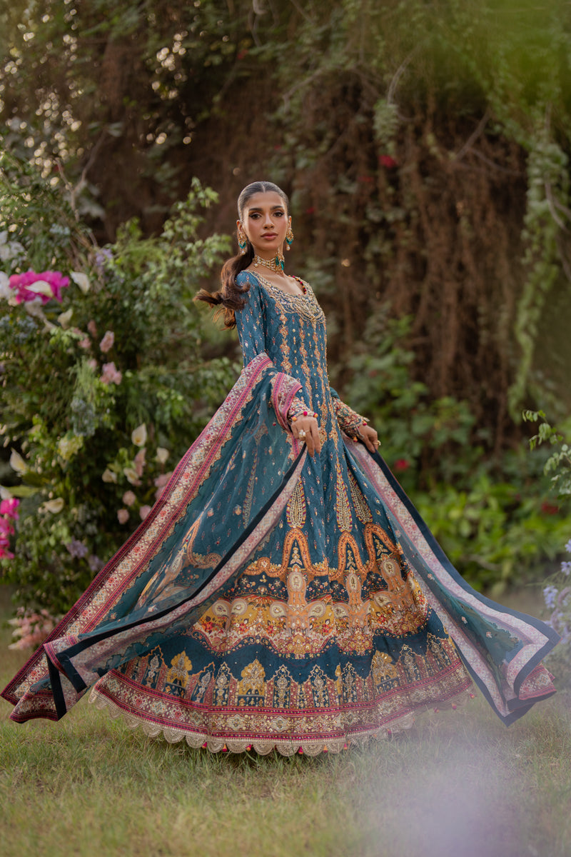 Qalamkar | Luxe Silk |  UA-09 TINA - by - Libasekhas UK - Registered Vendor of : Qalamkar - 100% Original Designer Dresss