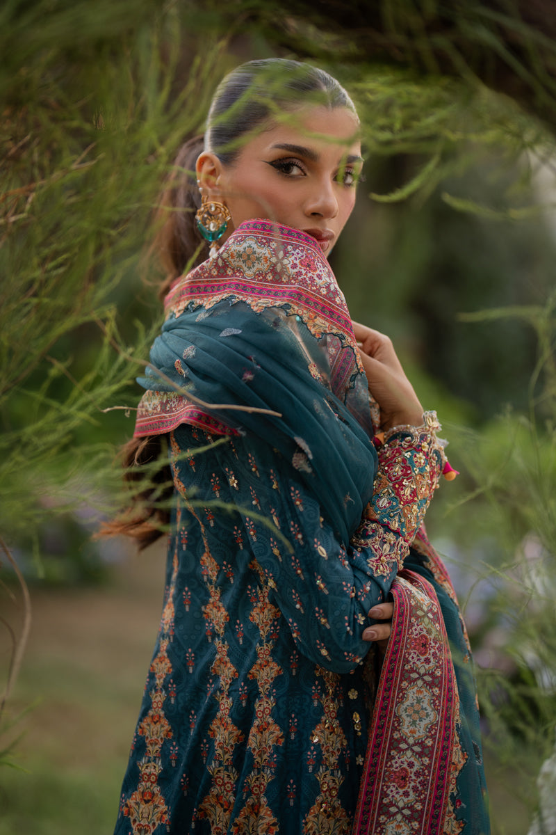 Qalamkar | Luxe Silk |  UA-09 TINA - by - Libasekhas UK - Registered Vendor of : Qalamkar - 100% Original Designer Dresss