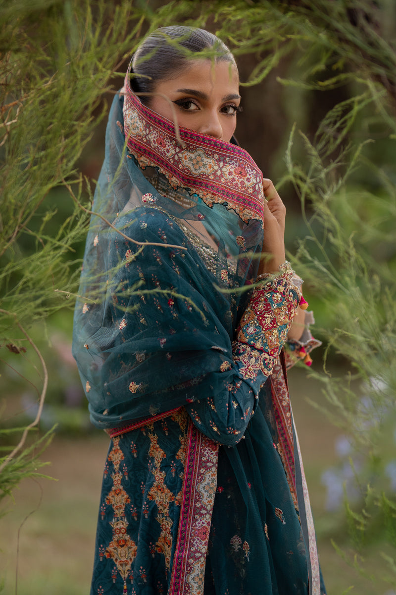 Qalamkar | Luxe Silk |  UA-09 TINA - by - Libasekhas UK - Registered Vendor of : Qalamkar - 100% Original Designer Dresss