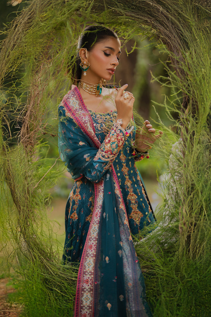 Qalamkar | Luxe Silk |  UA-09 TINA - by - Libasekhas UK - Registered Vendor of : Qalamkar - 100% Original Designer Dresss