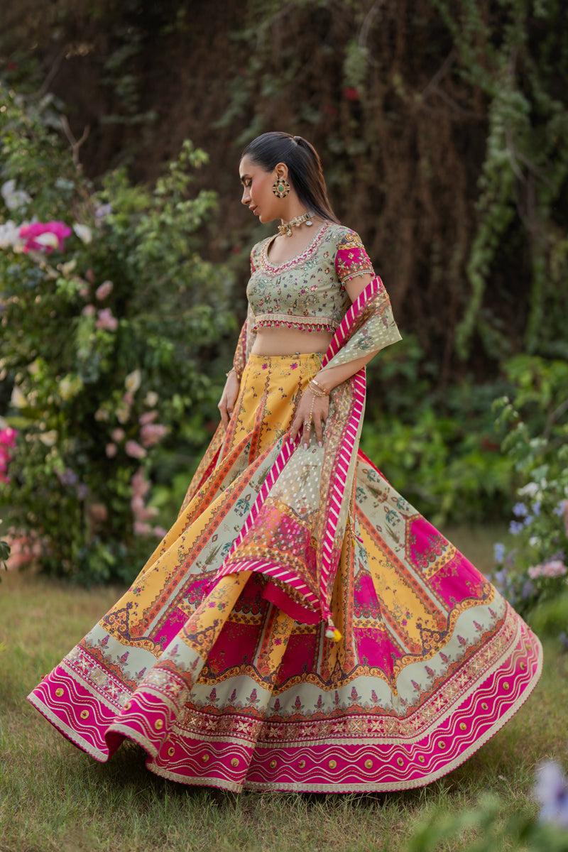 Qalamkar | Luxe Silk |  UA-08 LUNA - by - Libasekhas UK - Registered Vendor of : Qalamkar - 100% Original Designer Dresss