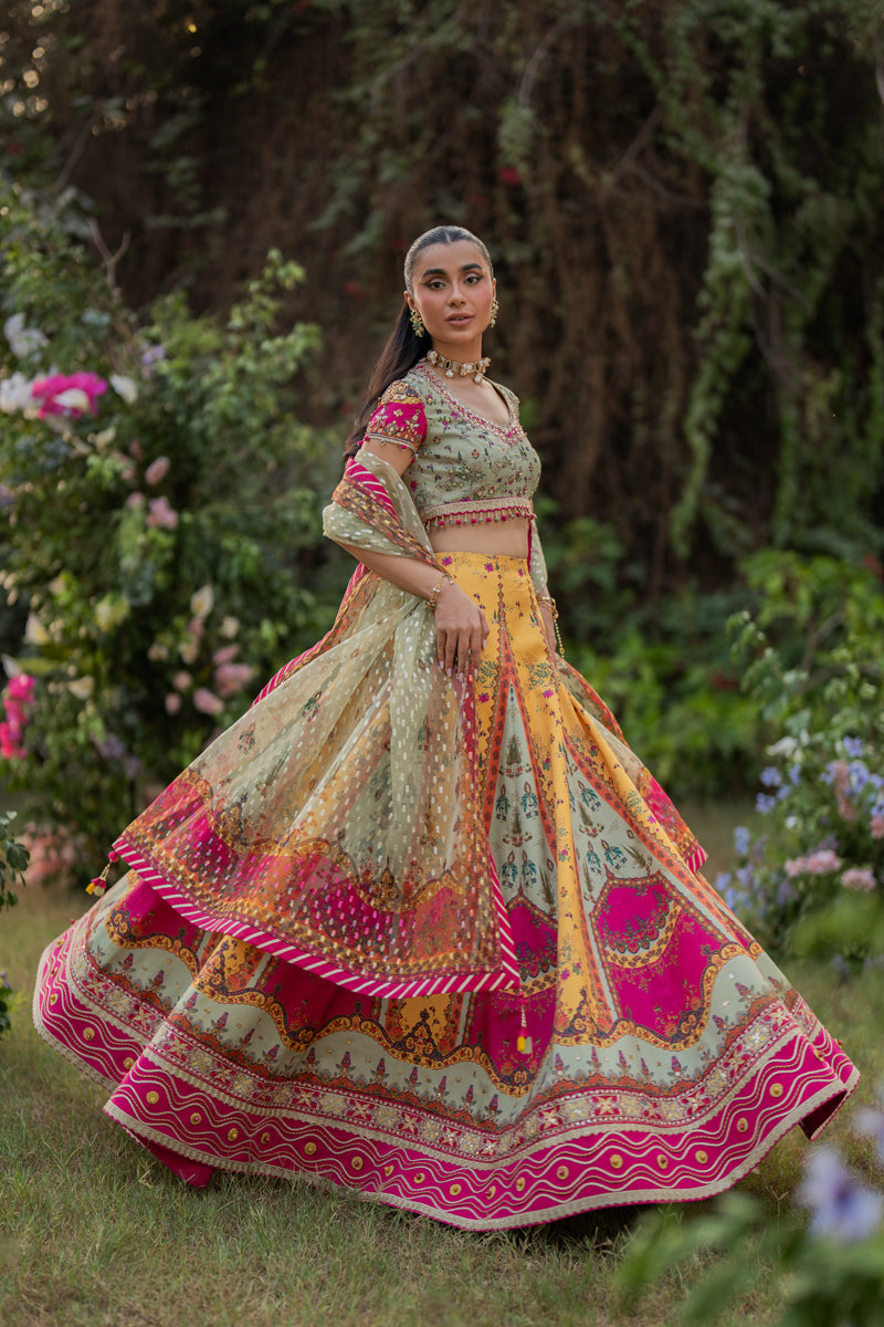 Qalamkar | Luxe Silk |  UA-08 LUNA - by - Libasekhas UK - Registered Vendor of : Qalamkar - 100% Original Designer Dresss