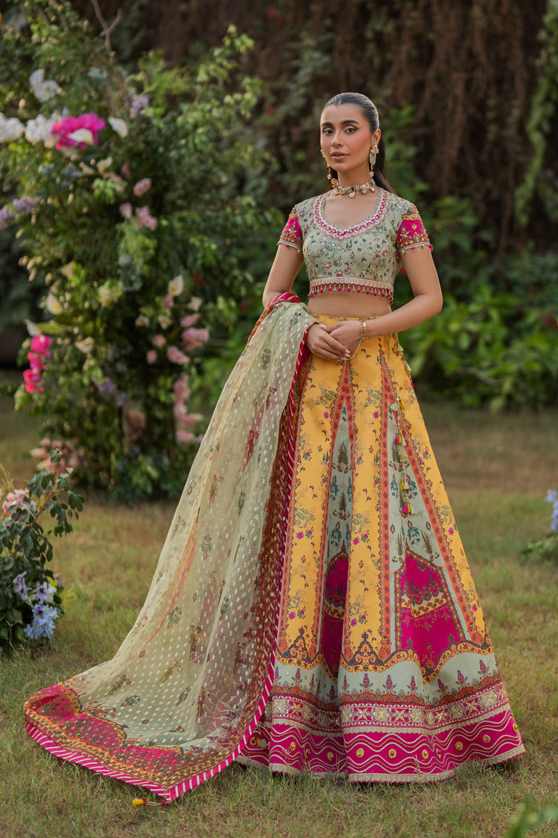 Qalamkar | Luxe Silk |  UA-08 LUNA - by - Libasekhas UK - Registered Vendor of : Qalamkar - 100% Original Designer Dresss