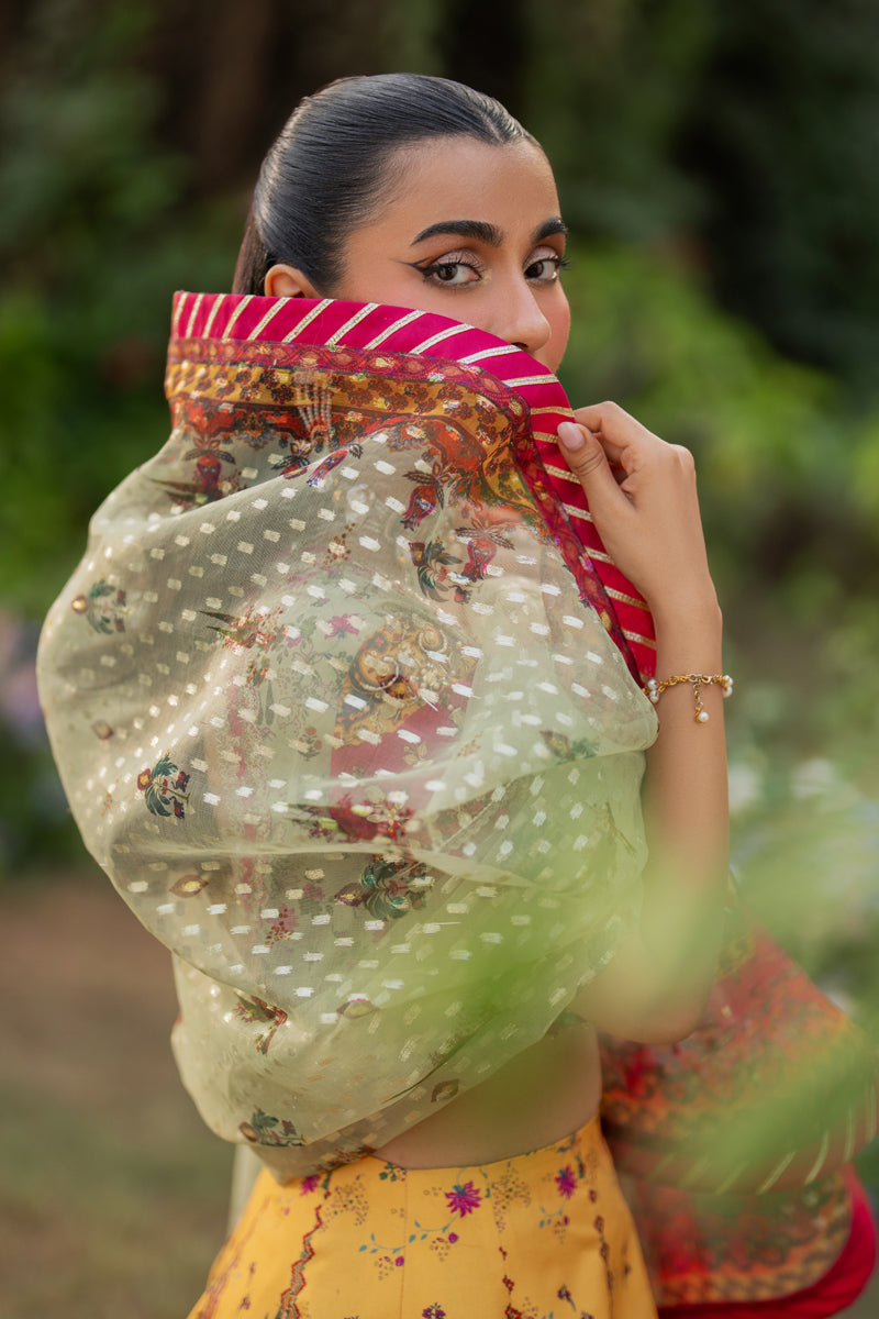 Qalamkar | Luxe Silk |  UA-08 LUNA - by - Libasekhas UK - Registered Vendor of : Qalamkar - 100% Original Designer Dresss