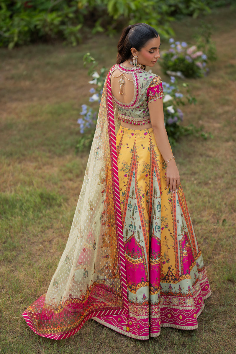 Qalamkar | Luxe Silk |  UA-08 LUNA - by - Libasekhas UK - Registered Vendor of : Qalamkar - 100% Original Designer Dresss