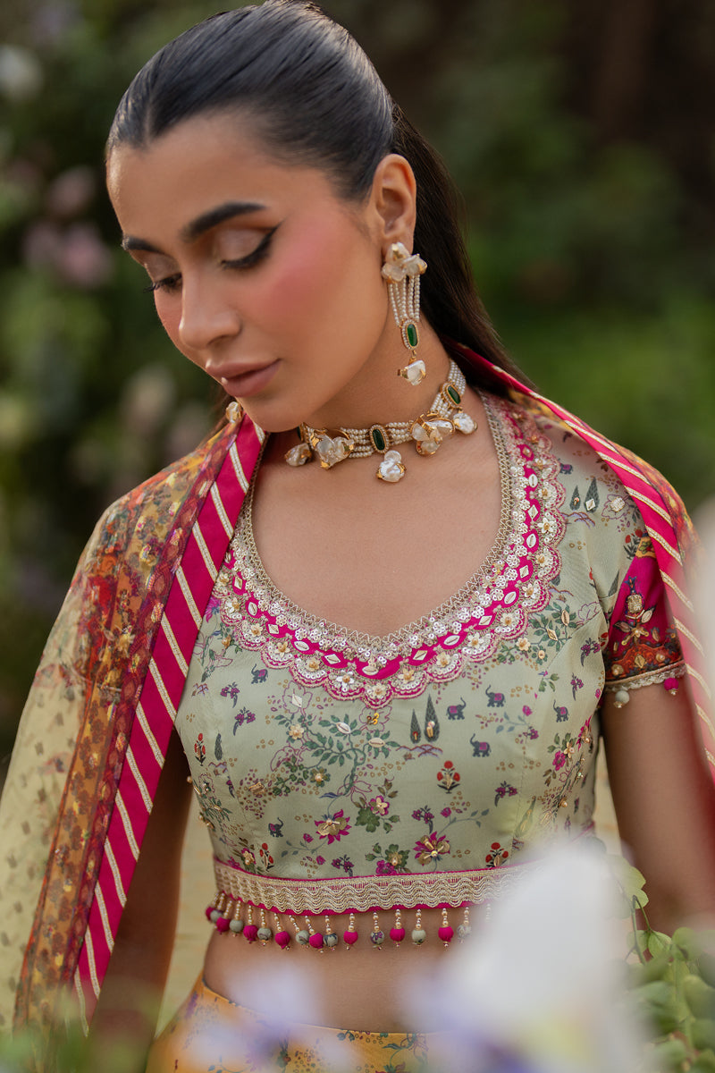 Qalamkar | Luxe Silk |  UA-08 LUNA - by - Libasekhas UK - Registered Vendor of : Qalamkar - 100% Original Designer Dresss