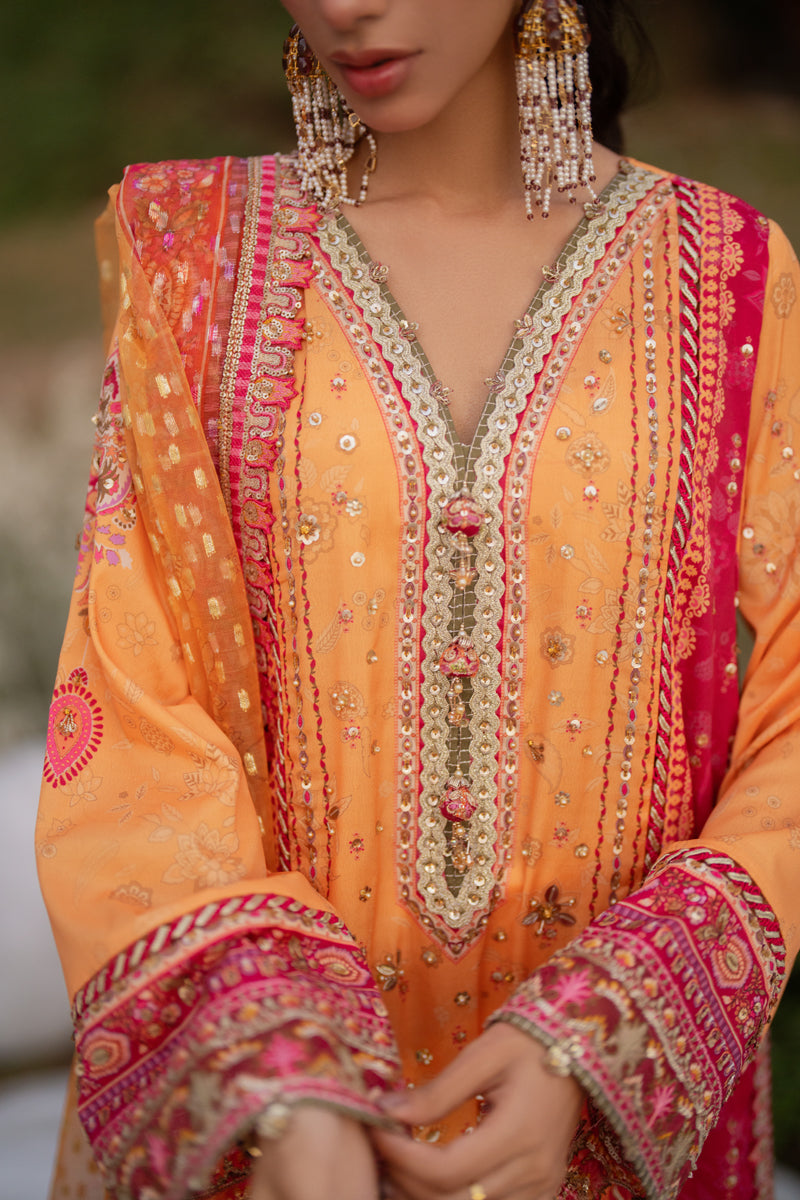 Qalamkar | Luxe Silk |  UA-05 FIORE - by - Libasekhas UK - Registered Vendor of : Qalamkar - 100% Original Designer Dresss