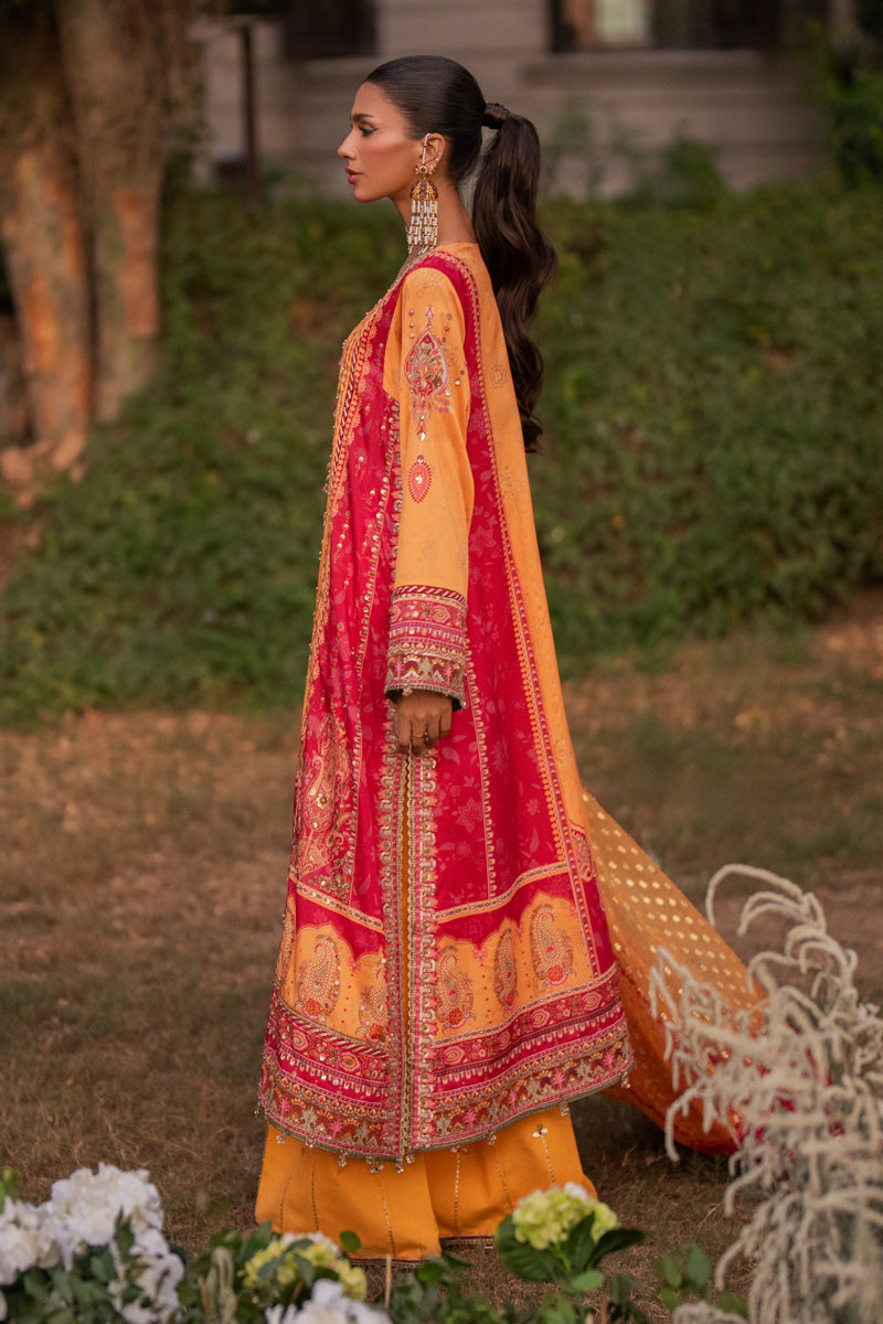 Qalamkar | Luxe Silk |  UA-05 FIORE - by - Libasekhas UK - Registered Vendor of : Qalamkar - 100% Original Designer Dresss