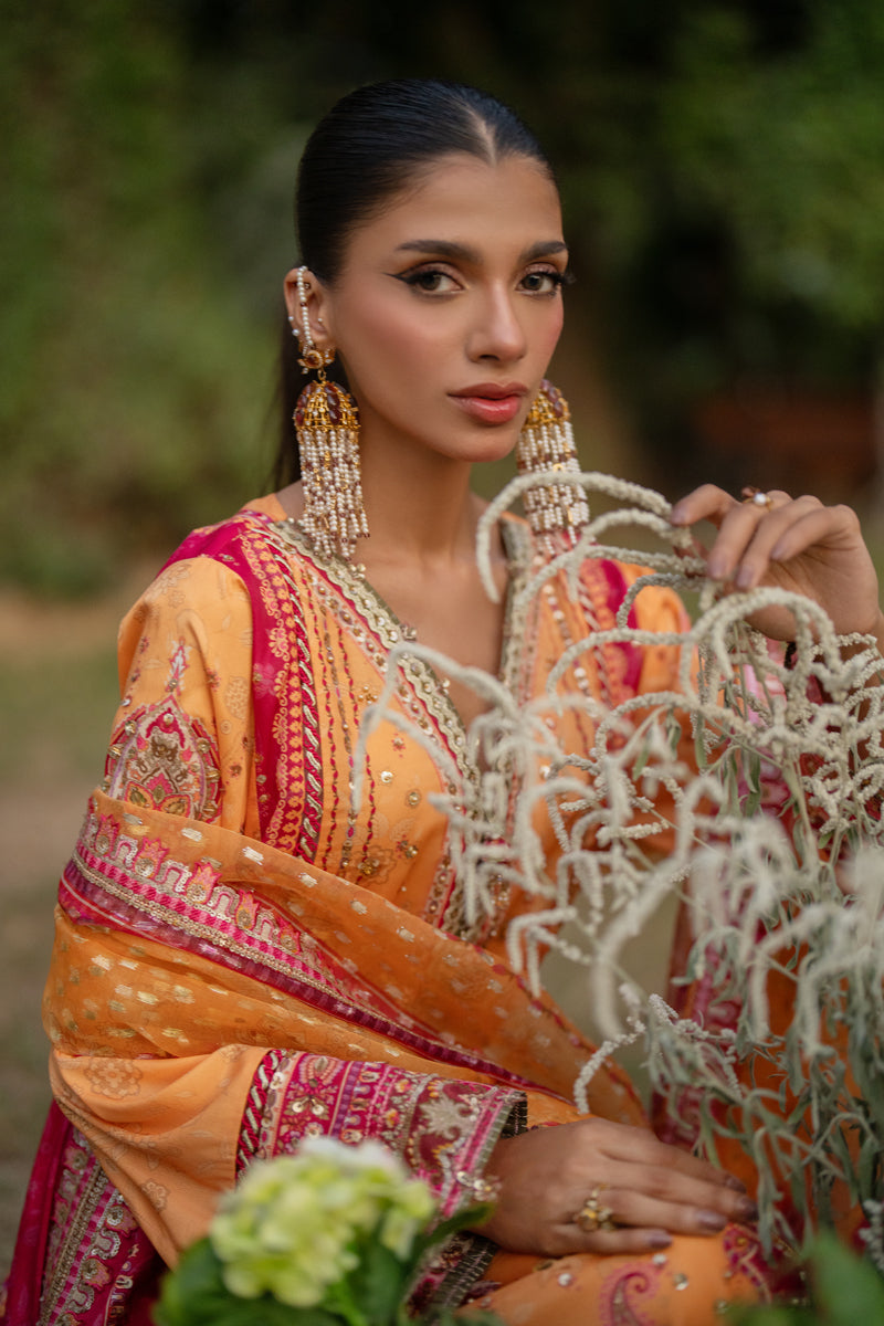 Qalamkar | Luxe Silk |  UA-05 FIORE - by - Libasekhas UK - Registered Vendor of : Qalamkar - 100% Original Designer Dresss