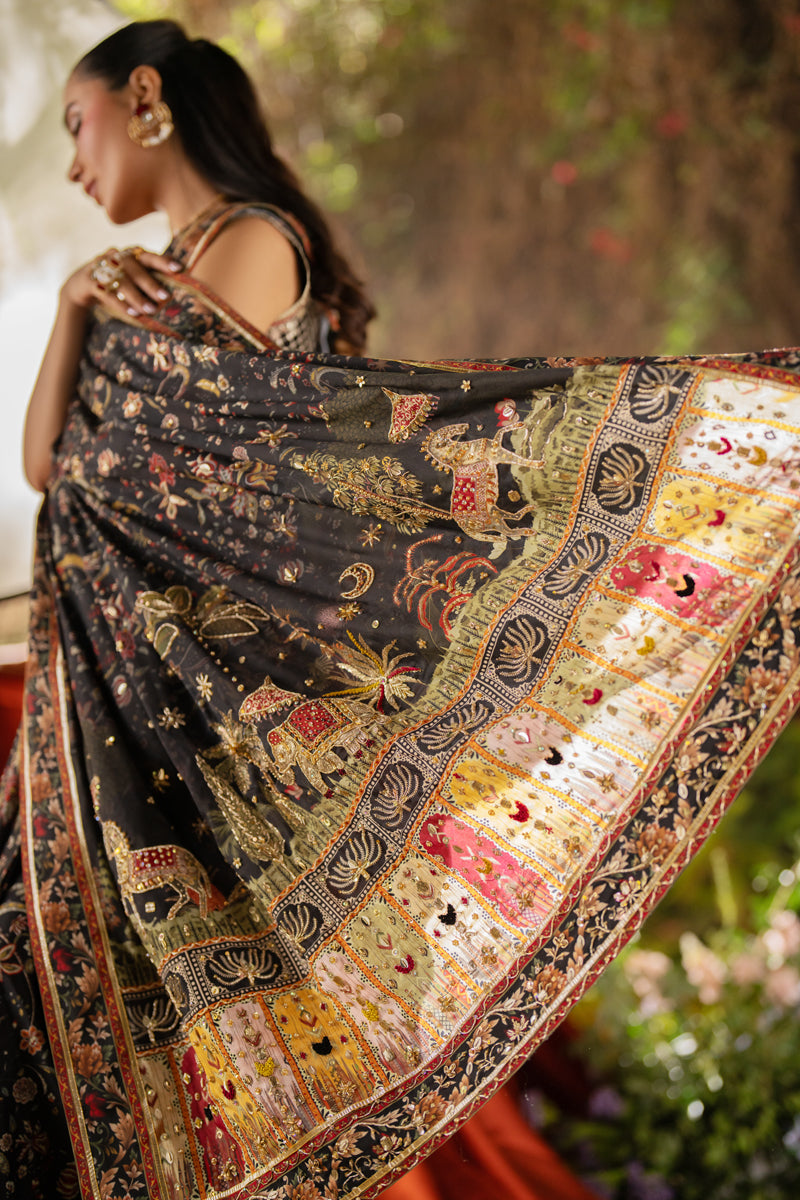 Qalamkar | Luxe Silk |   UA-04 AVA - by - Libasekhas UK - Registered Vendor of : Qalamkar - 100% Original Designer Dresss