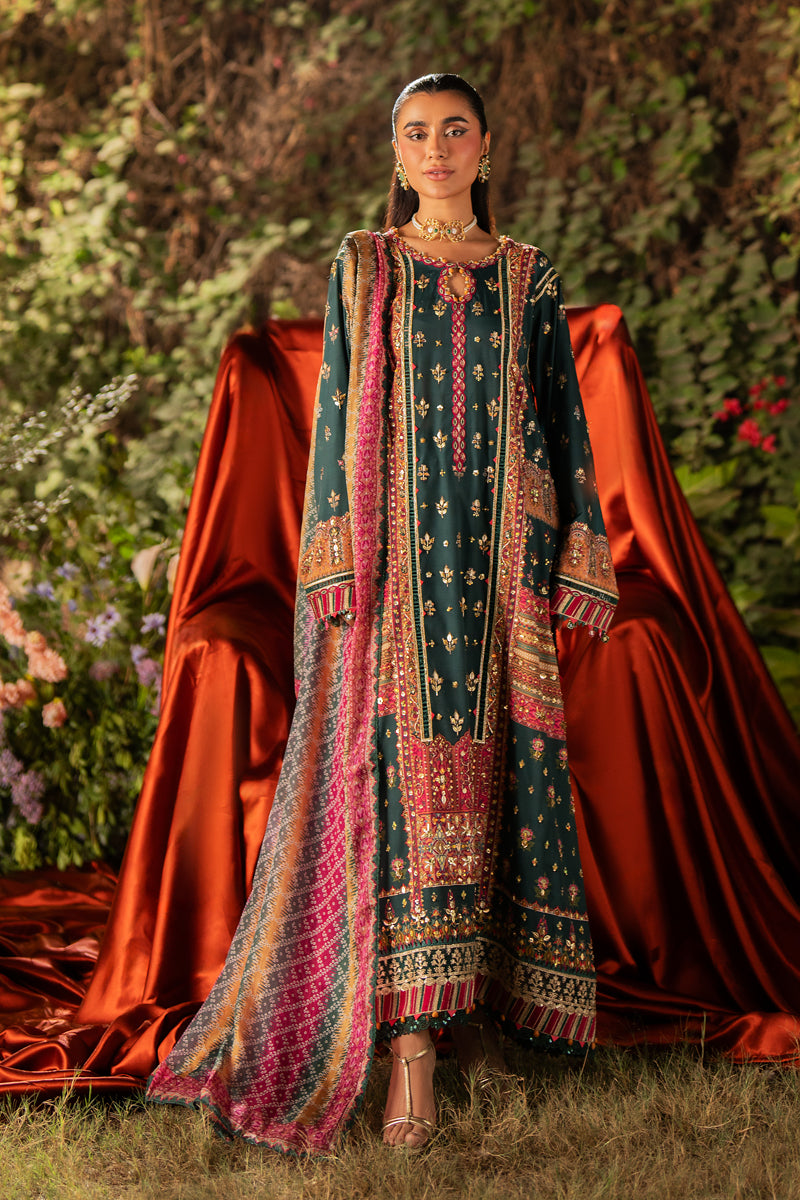 Qalamkar | Luxe Silk |  UA-02 NINA - by - Libasekhas UK - Registered Vendor of : Qalamkar - 100% Original Designer Dresss