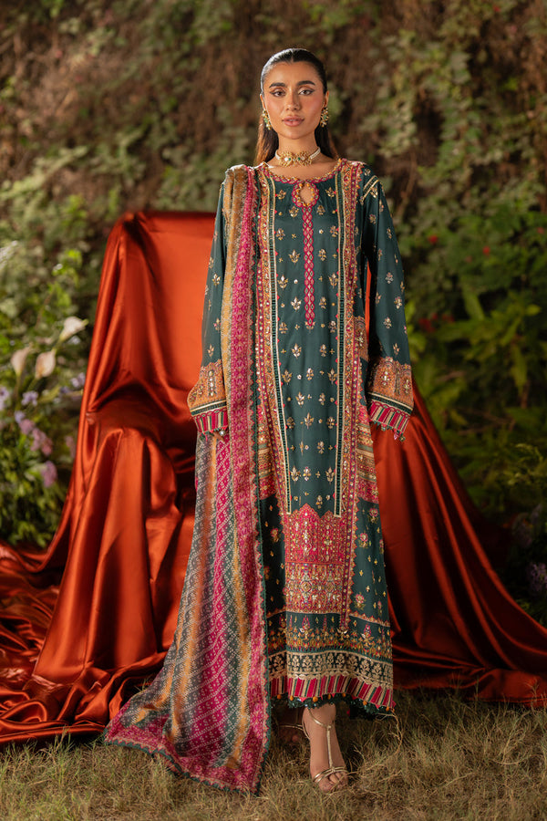 Qalamkar | Luxe Silk |  UA-02 NINA - by - Libasekhas UK - Registered Vendor of : Qalamkar - 100% Original Designer Dresss