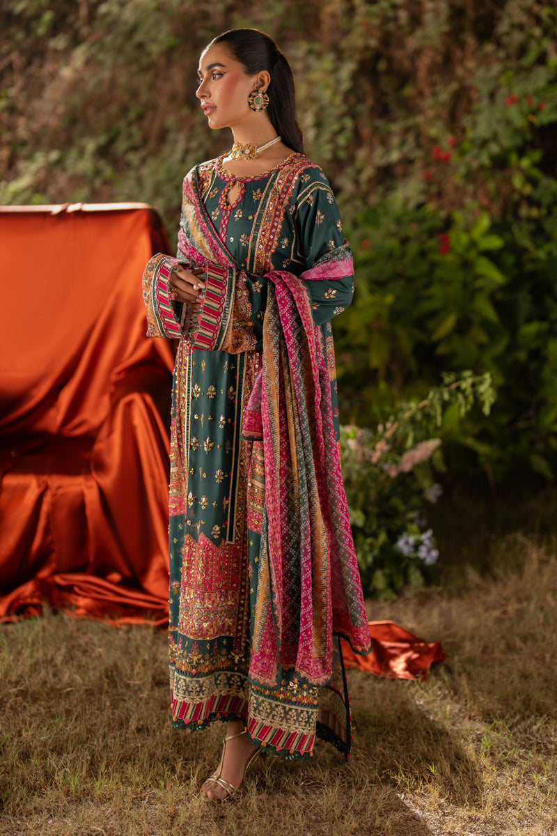 Qalamkar | Luxe Silk |  UA-02 NINA - by - Libasekhas UK - Registered Vendor of : Qalamkar - 100% Original Designer Dresss