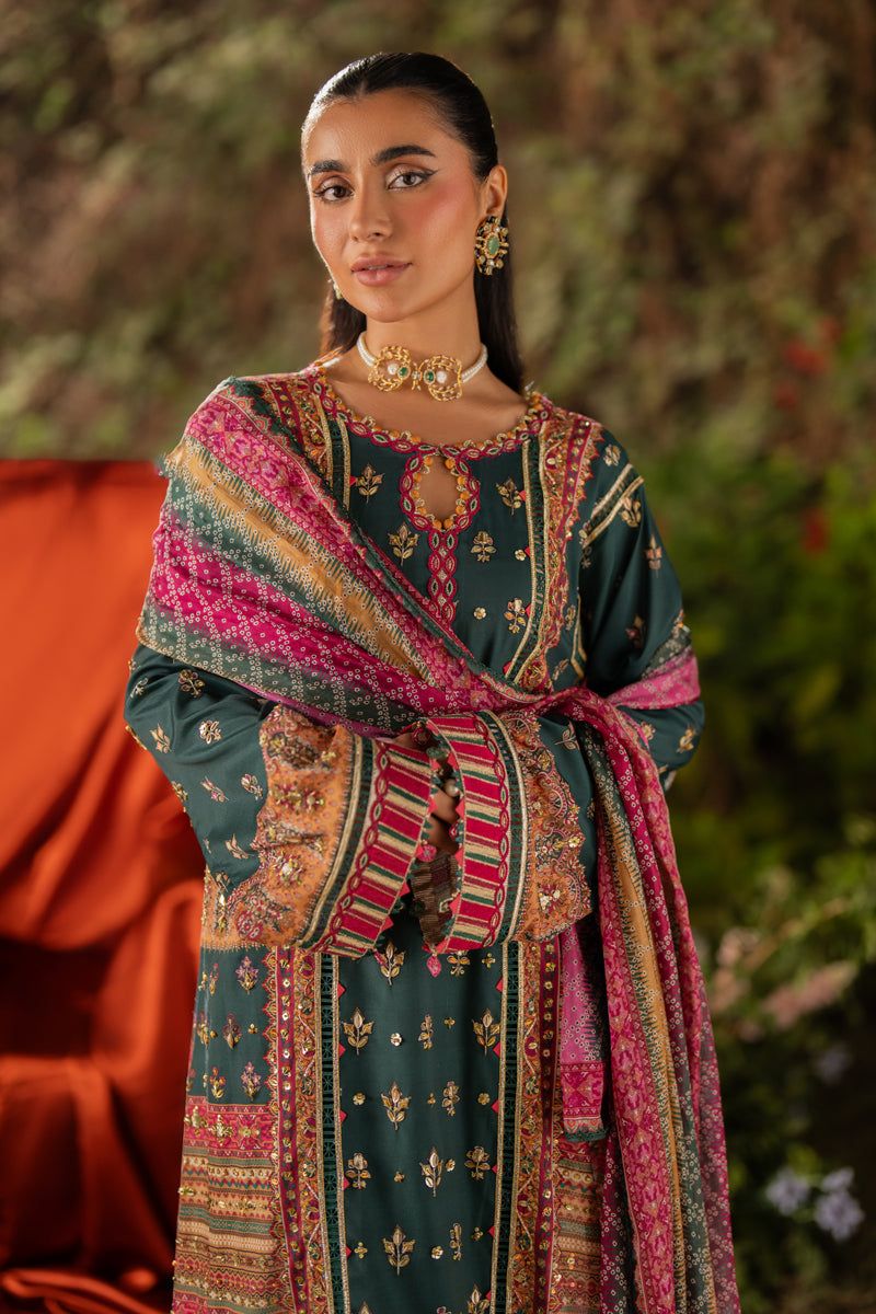 Qalamkar | Luxe Silk |  UA-02 NINA - by - Libasekhas UK - Registered Vendor of : Qalamkar - 100% Original Designer Dresss