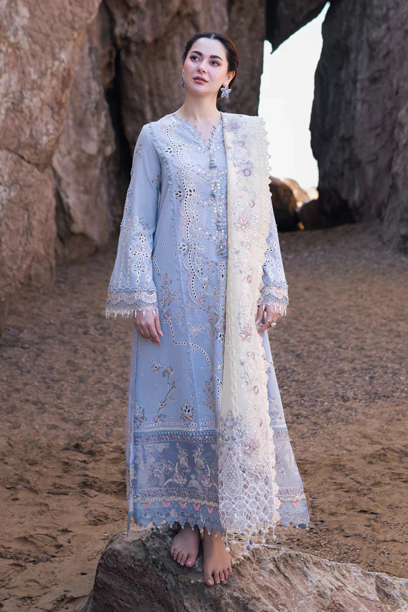 Qalamkar | Sahil Kinare Luxury Lawn | FP-04 FIRUZE - by - Libasekhas UK - Registered Vendor of : Qalamkar - 100% Original Designer Dresss