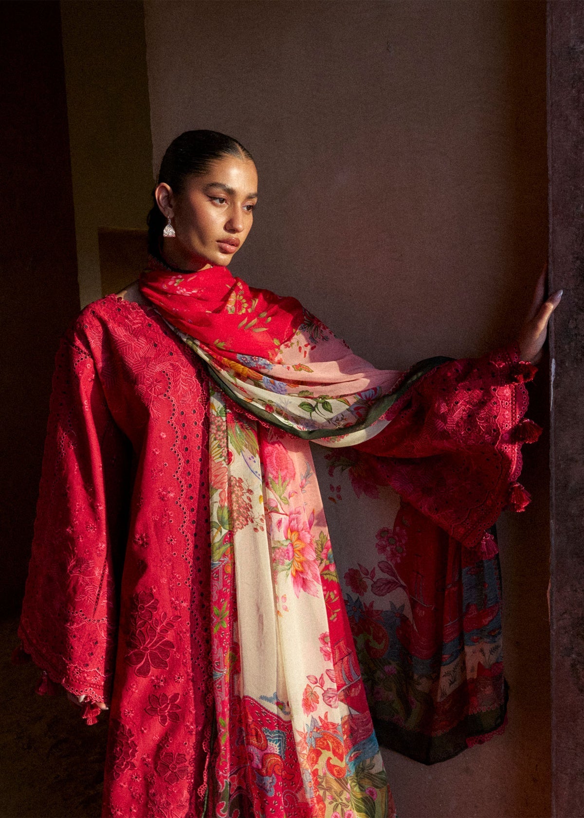 Hussain Rehar | Zan SS26 | Qermez - by Libasekhas UK - Registered Vendor of : Hussain Rehar - 100% Original Designer Dress