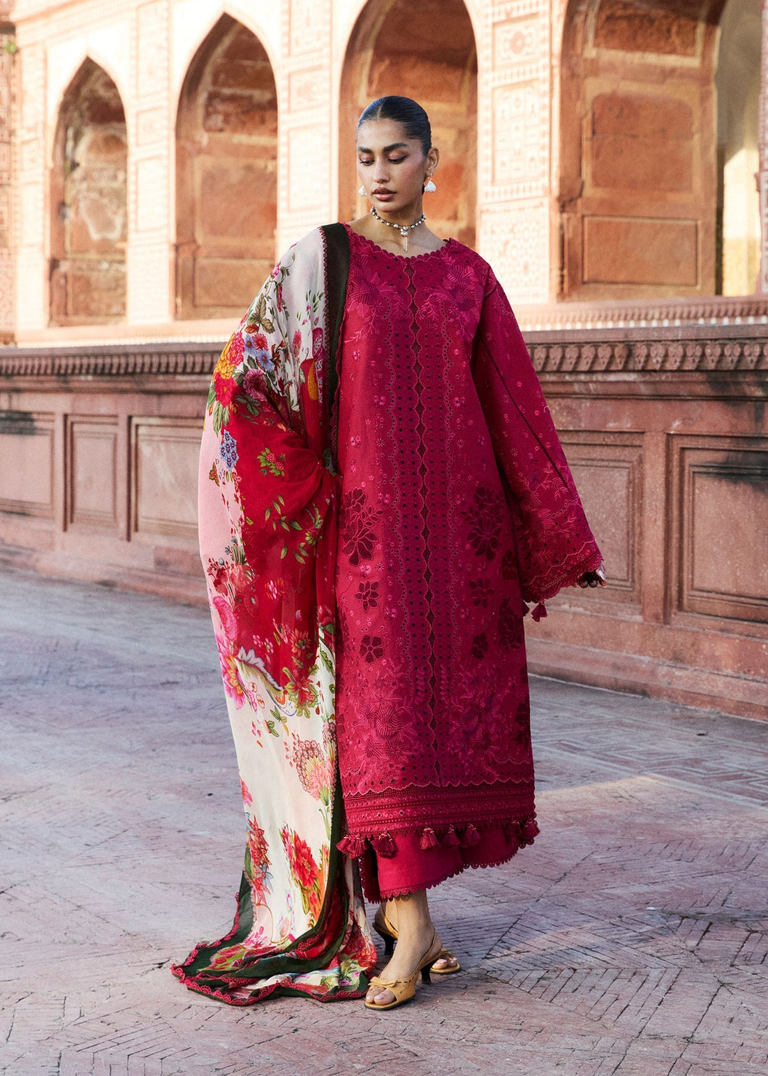 Hussain Rehar | Zan SS26 | Qermez - by Libasekhas UK - Registered Vendor of : Hussain Rehar - 100% Original Designer Dress