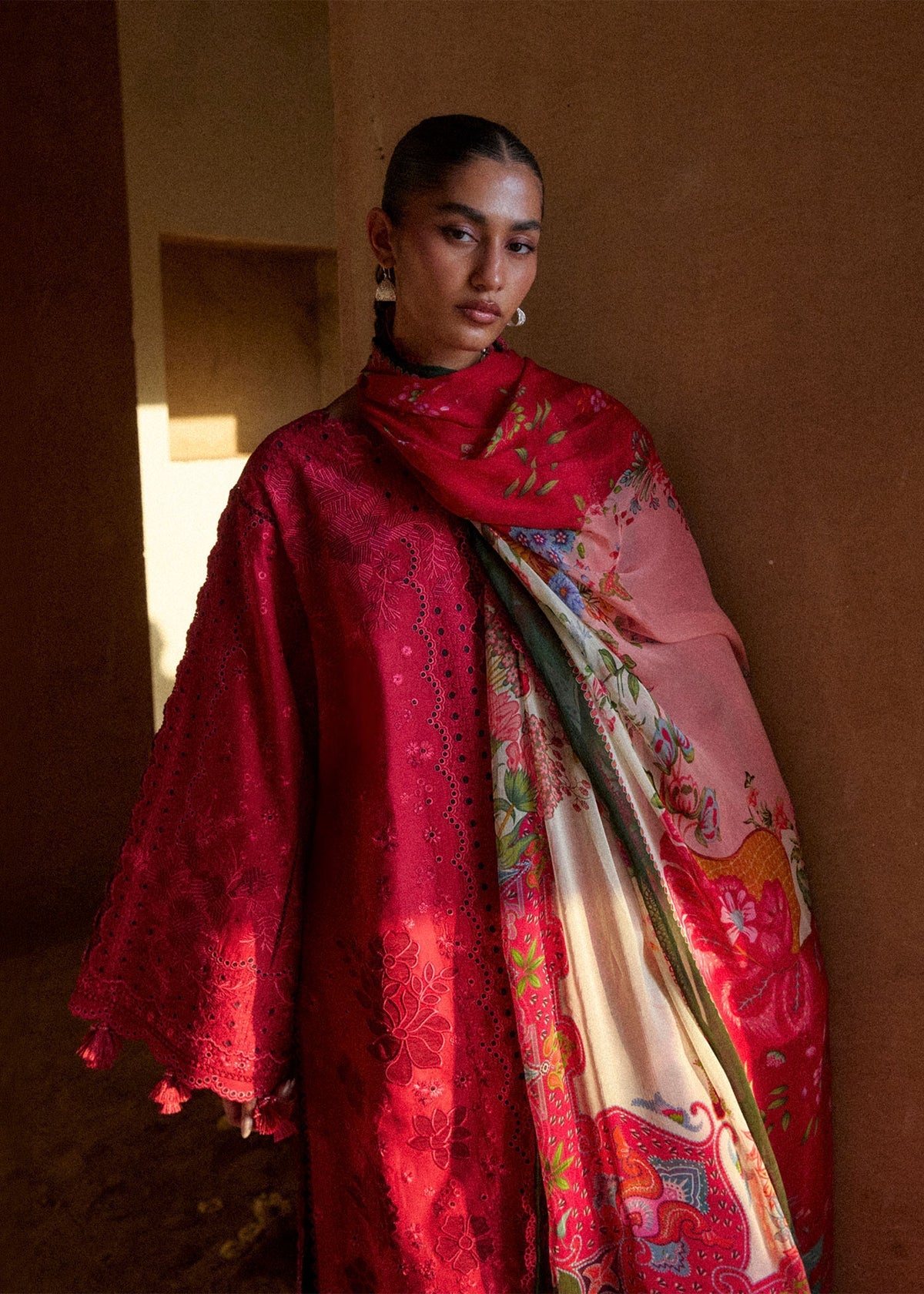 Hussain Rehar | Zan SS26 | Qermez - by Libasekhas UK - Registered Vendor of : Hussain Rehar - 100% Original Designer Dress